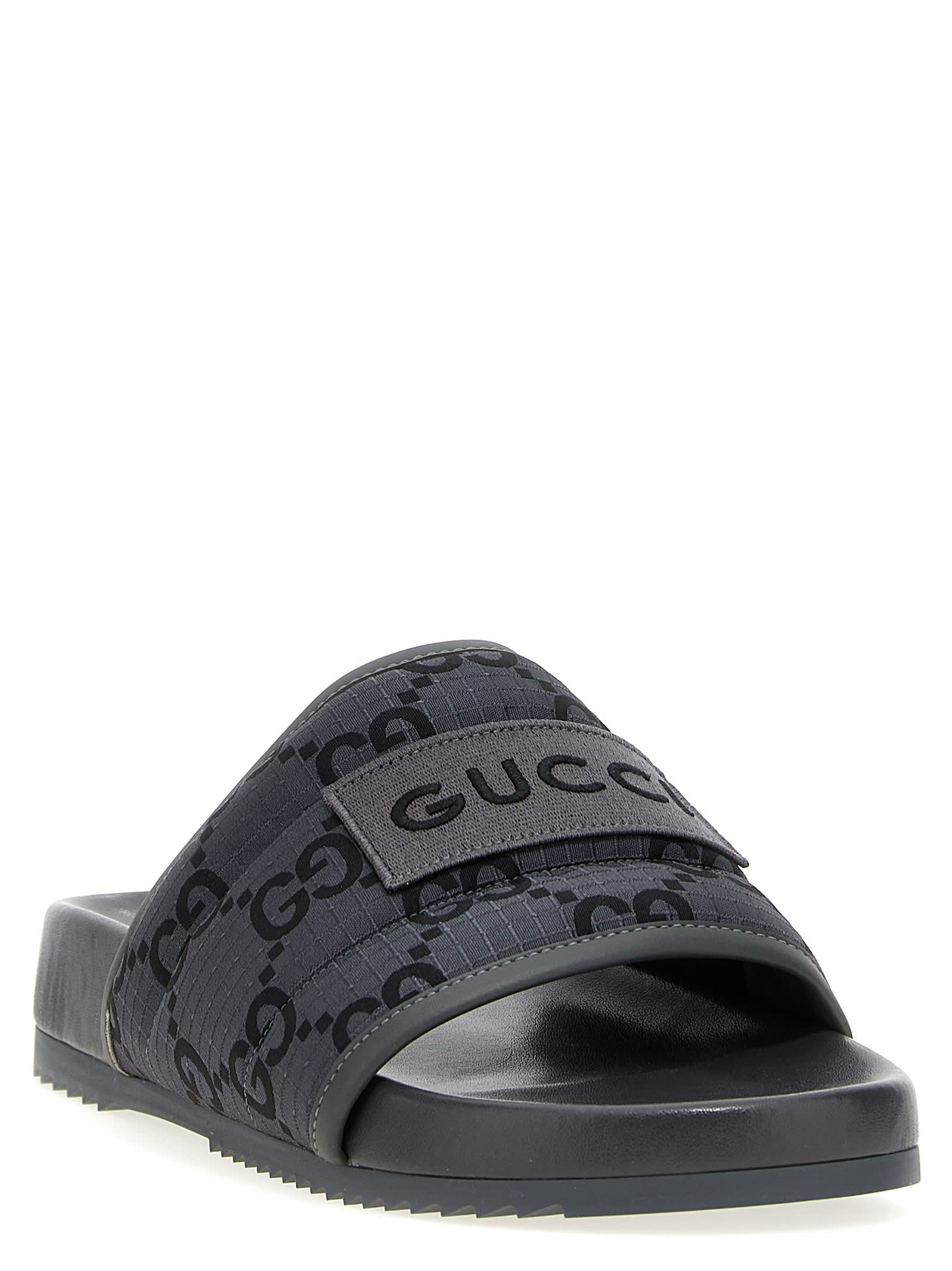 Shop Gucci Gg Slides In Gray