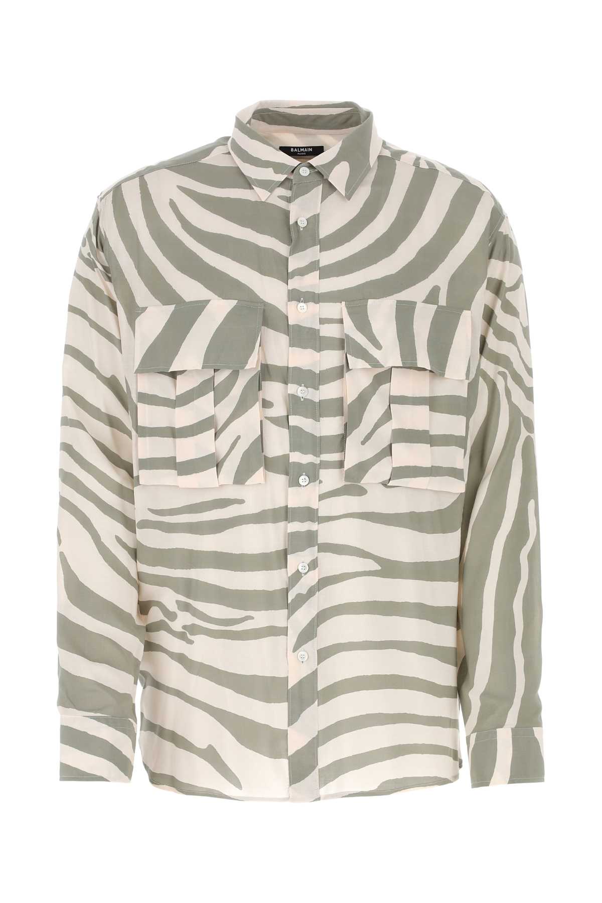 Shop Balmain Printed Viscose Shirt In Ufs