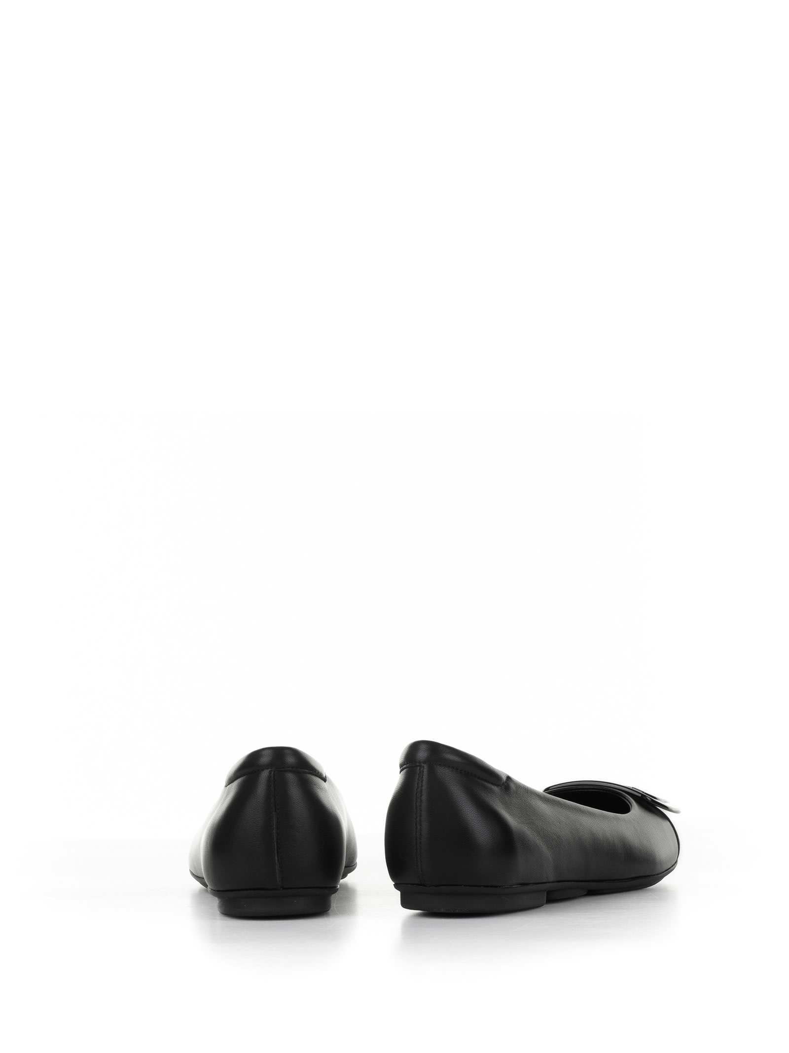 Hogan Leather Ballet Flats With Maxi Plaque In Black