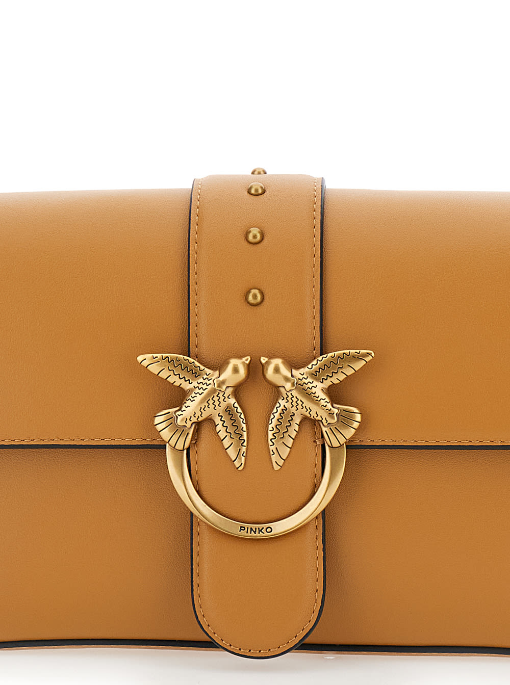 Shop Pinko Love One Classic Crossbody Bag In Brown