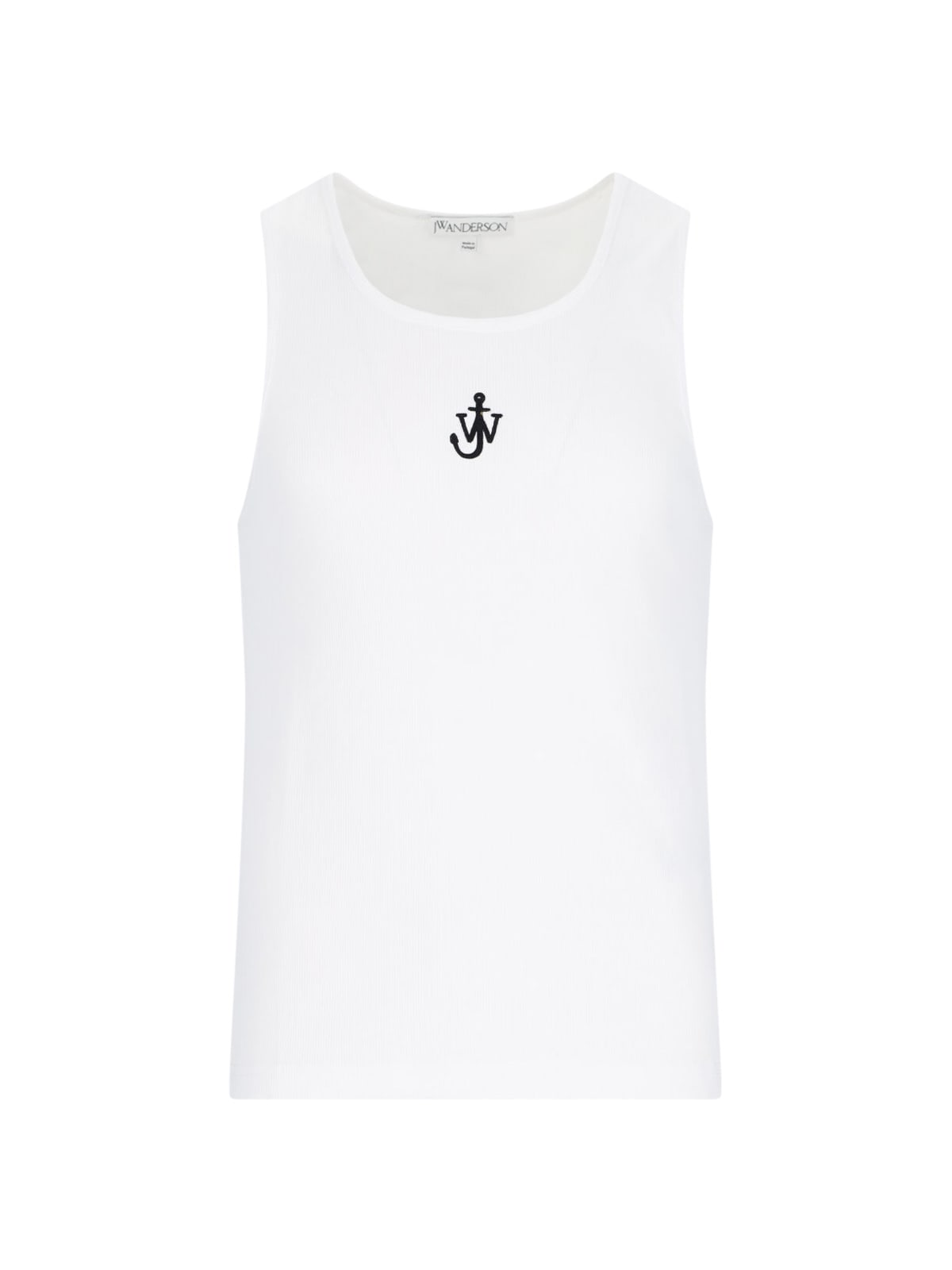 Jw Anderson White Sleeveless Top With Logo Embroidery On The Front In White