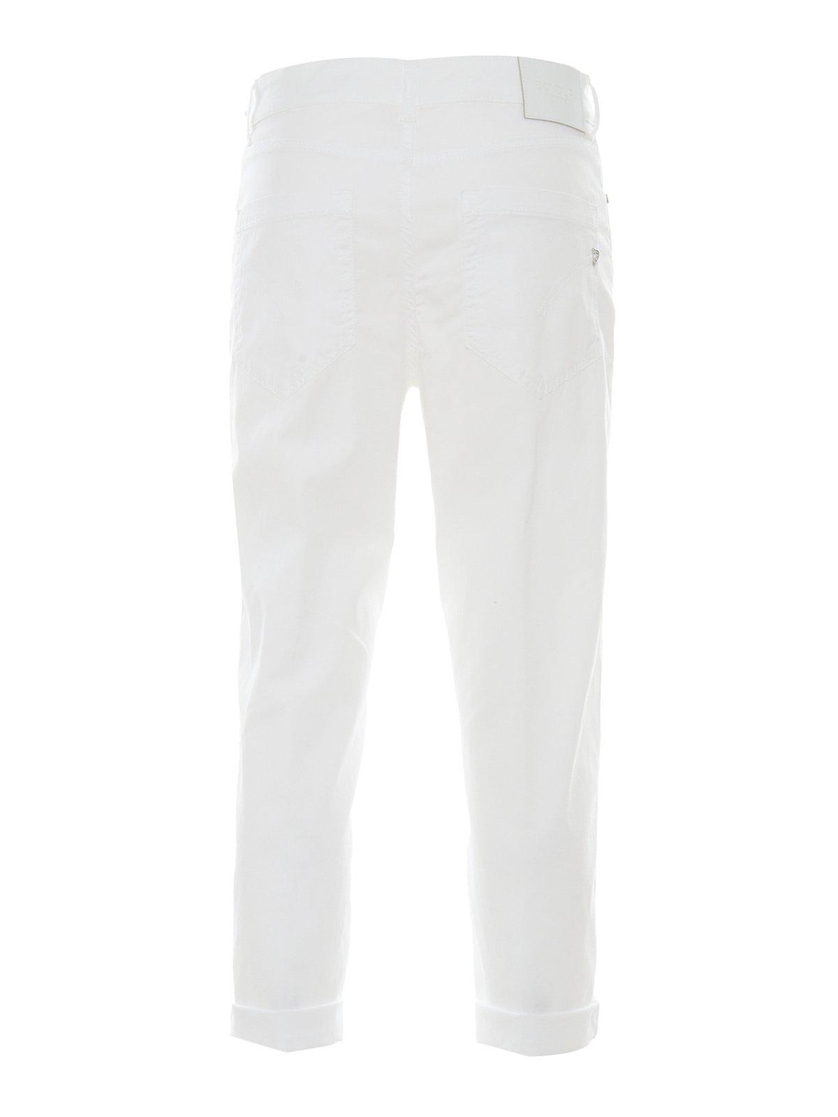 Shop Dondup Logo-patch Cropped Jeans In White