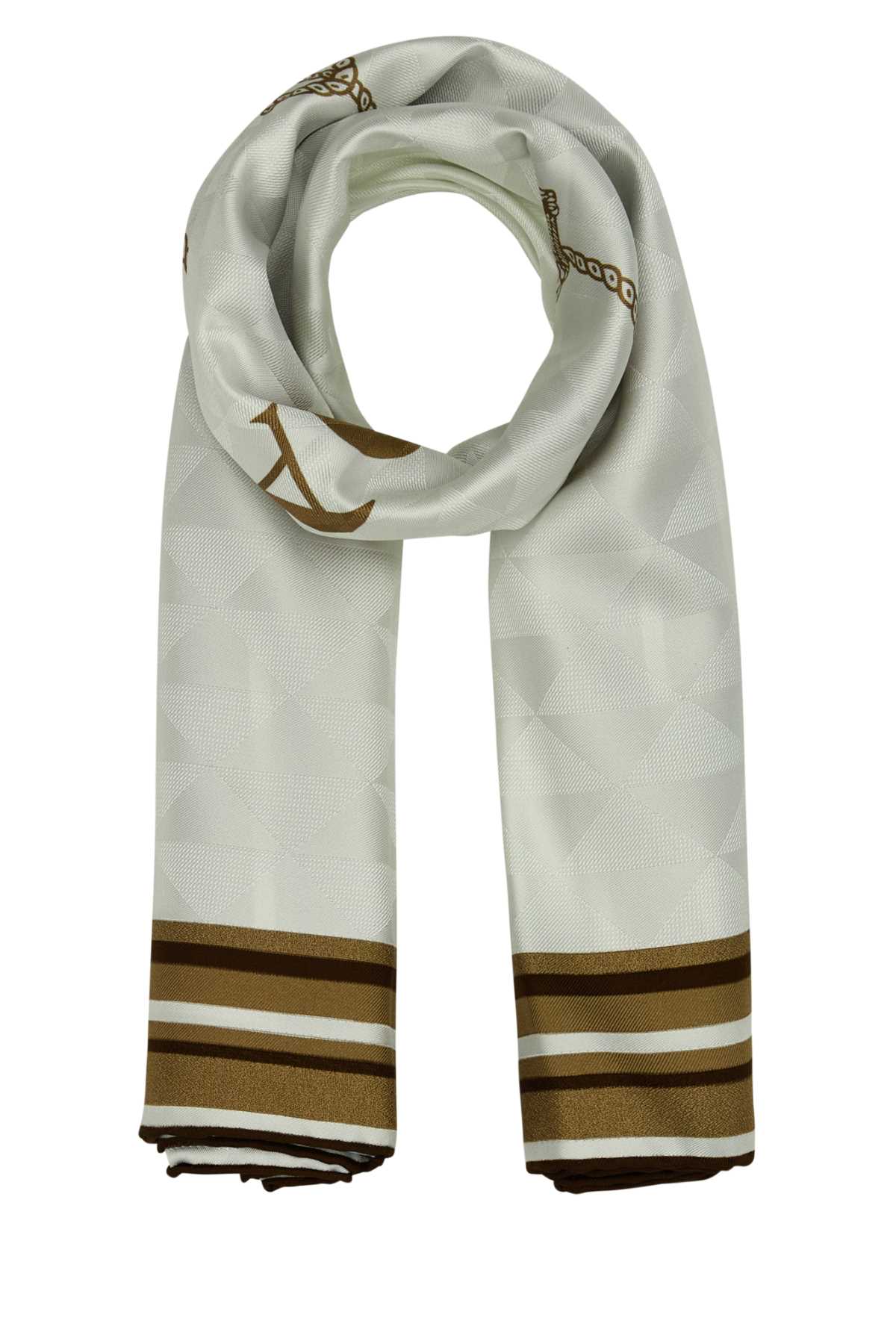 Prada Embroidered Silk Scarf In Geometric Pattern