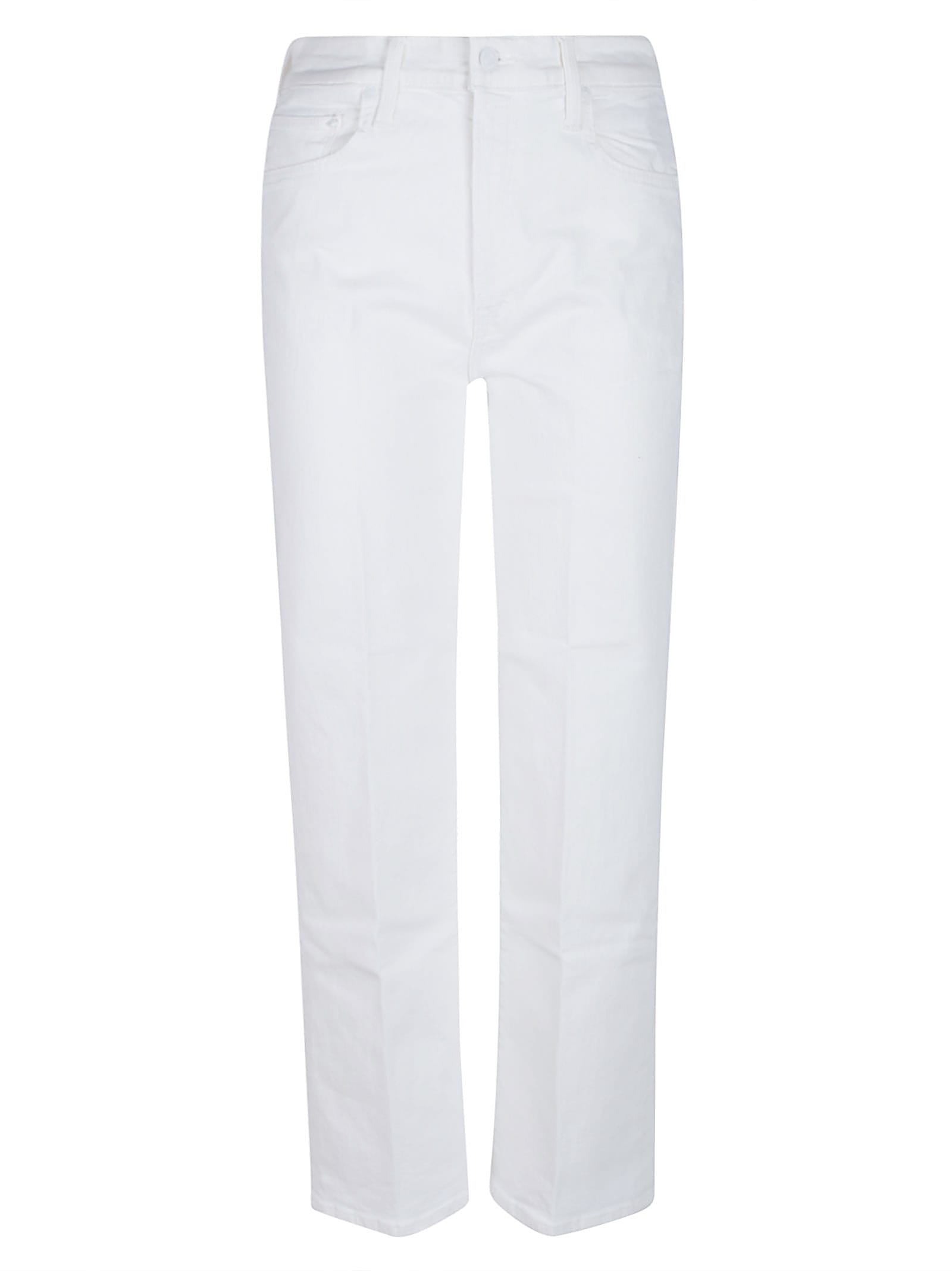 Mother The Rambler Zip Ankle Jeans In White
