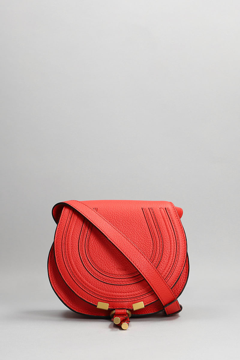 Chloé Mini Marcie Shoulder Bag In Red Leather