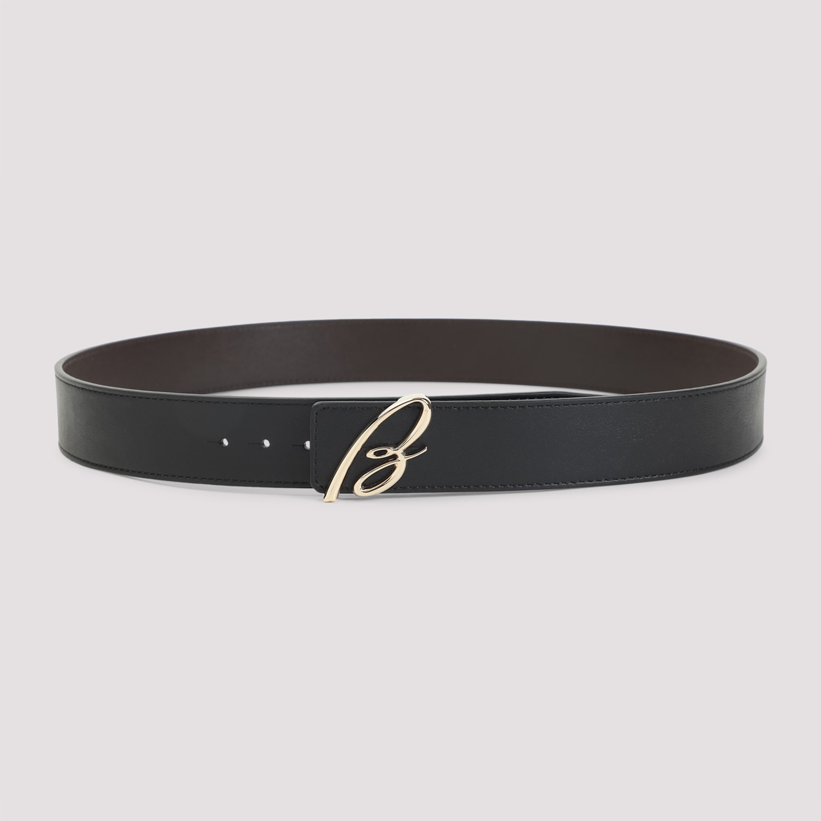 Brioni Adjustable Leather Reversible Belt In Black