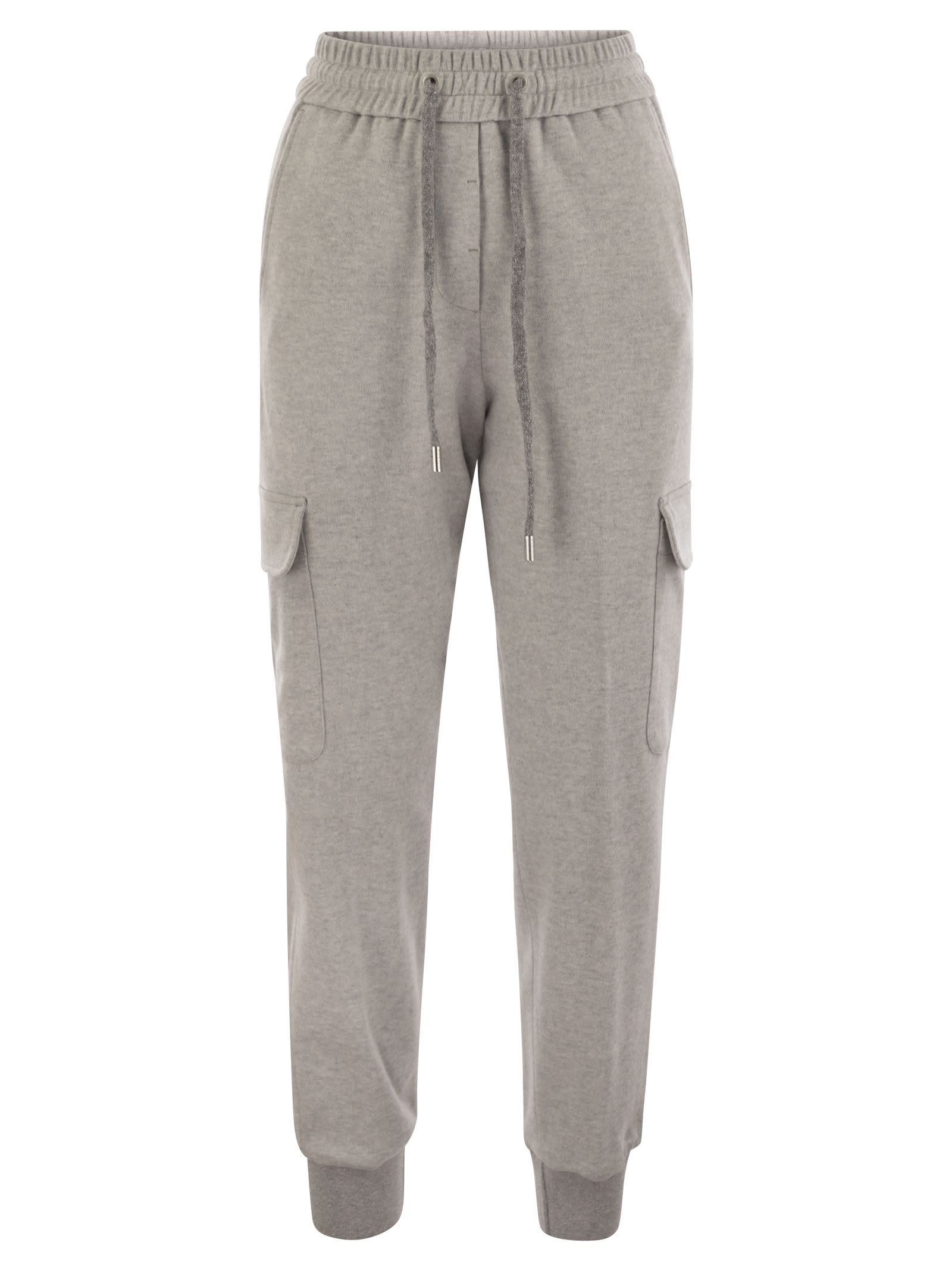 Shop Peserico Cotton And Virgin Wool Trousers In Light Grey