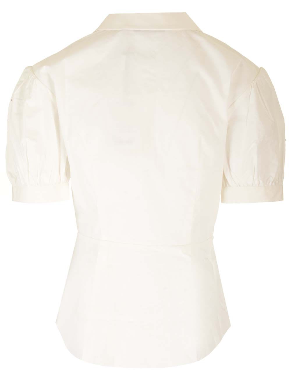 Shop Self-portrait Embellished Shirt In Bianco