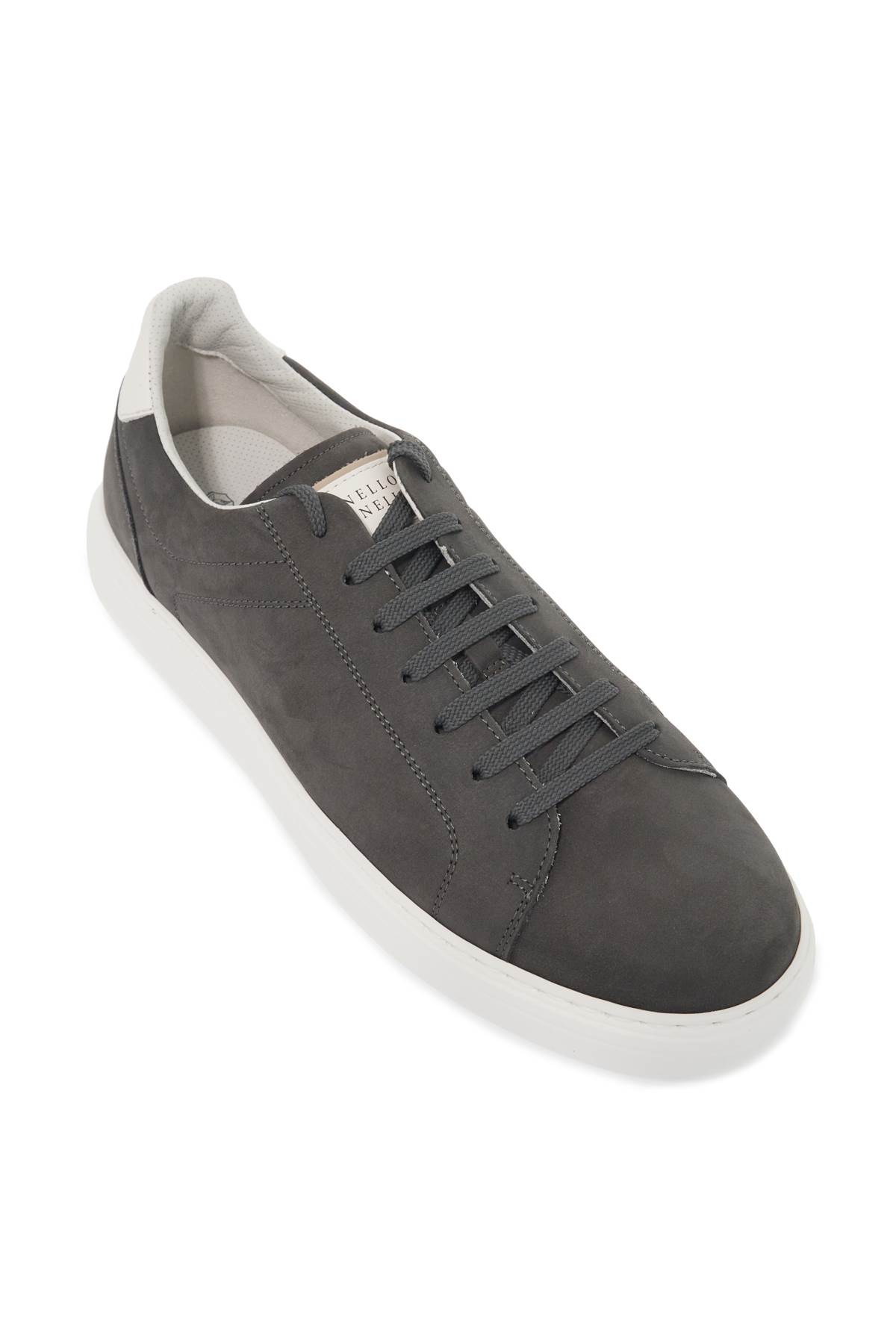 Shop Brunello Cucinelli Nubuck Sneakers In Pizzarra+off White+fumo (grey)