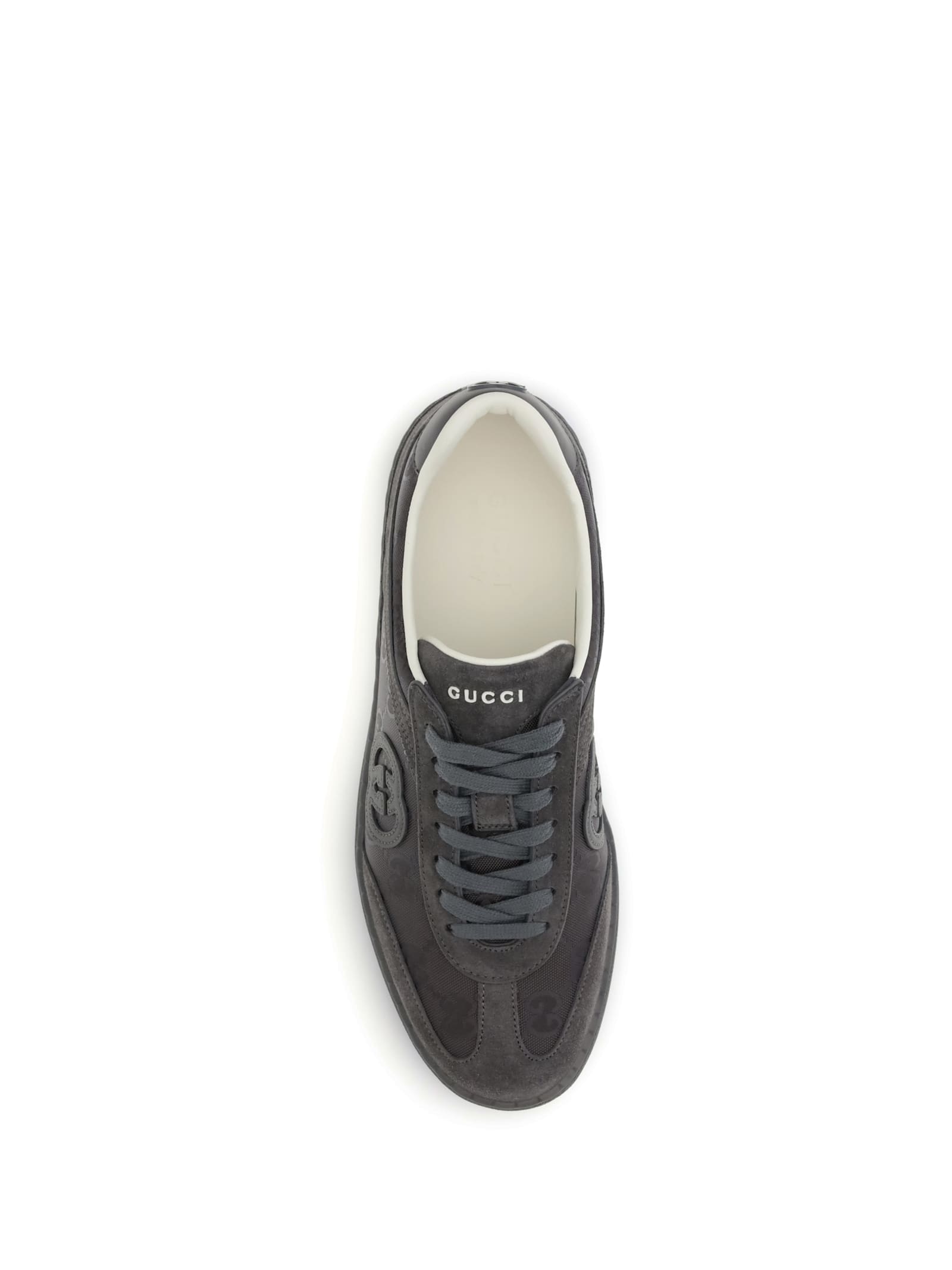 Gucci Mens G74 Tonal Canvas And Suede Sneakers In Gray