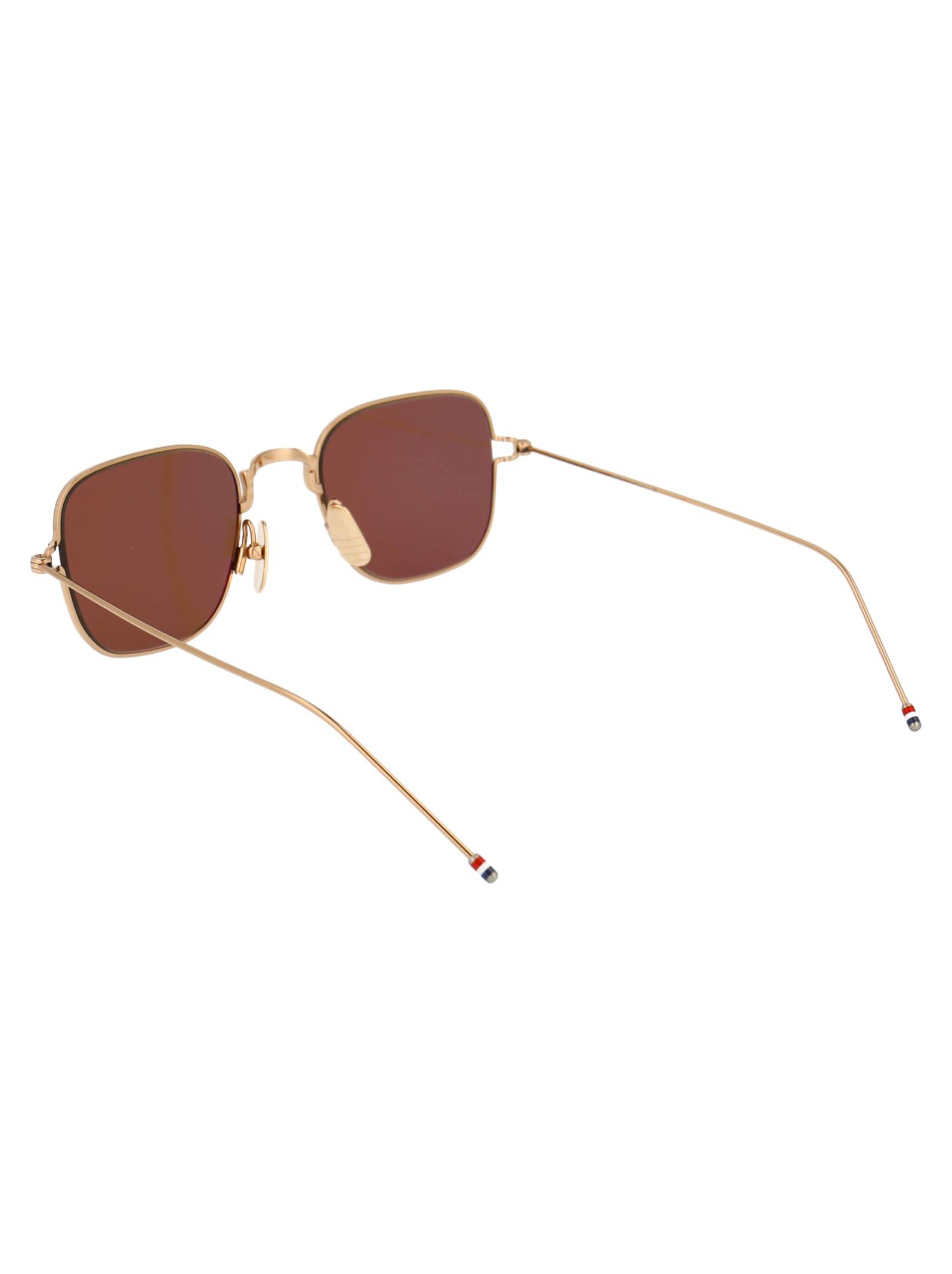 Shop Thom Browne Tb-116 Sunglasses In White Gold - Navy W/ Dark Brown