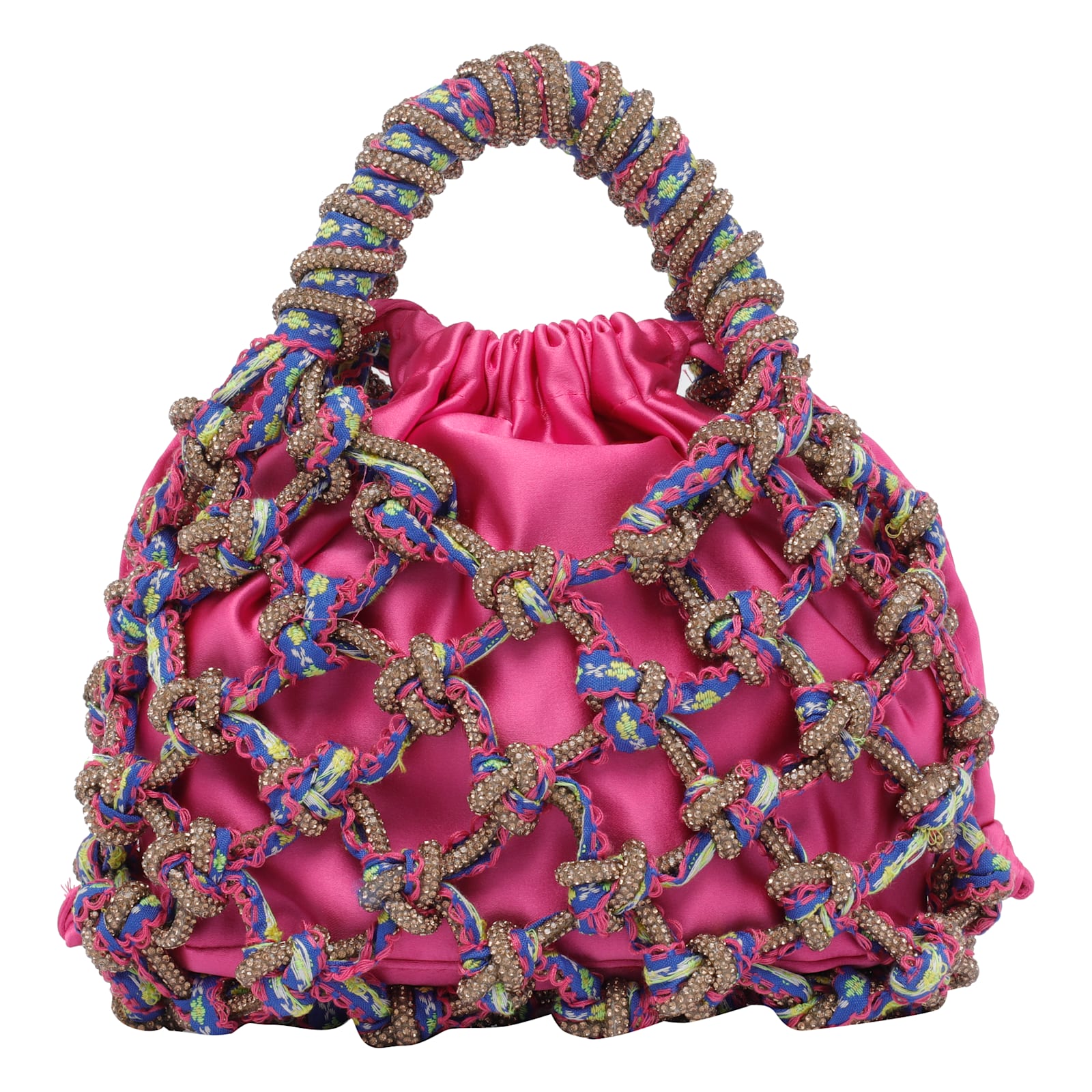 Kurt Geiger Small Macrame Crystal Handbag In Red