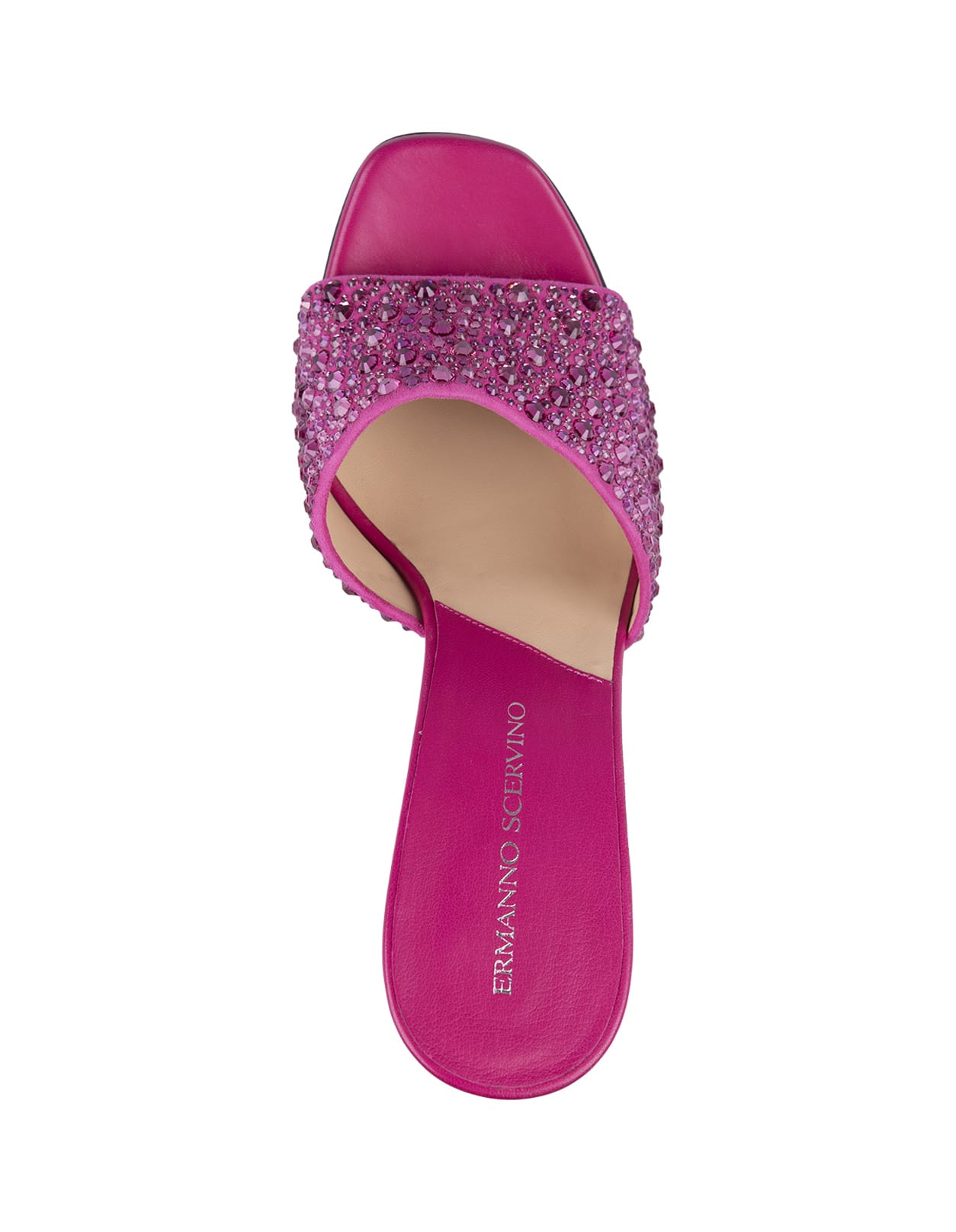 Shop Ermanno Scervino Fuchsia Mules With Crystals In Pink
