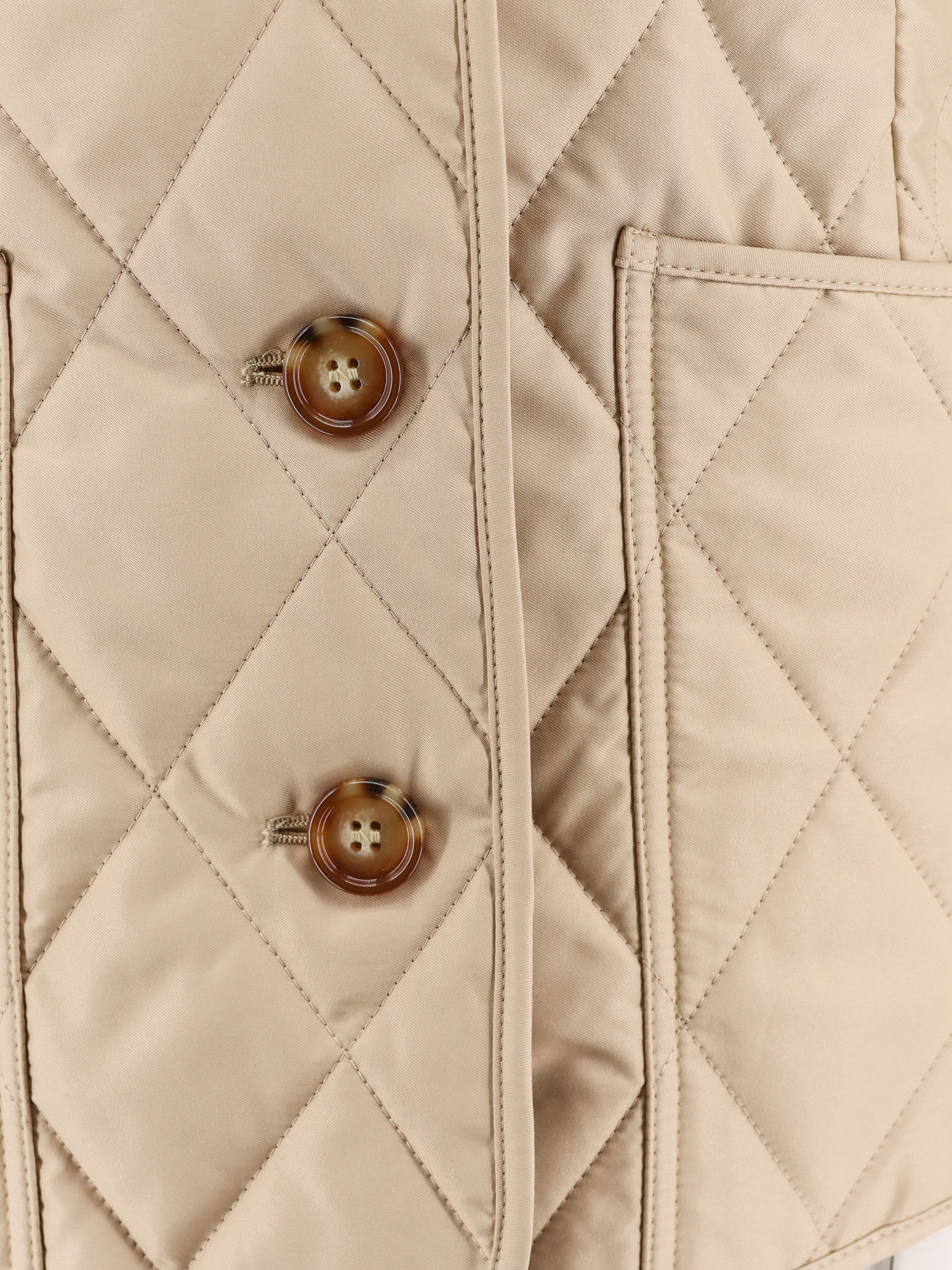 Burberry Quilted And Folded Collar Cotton Dress In Beige