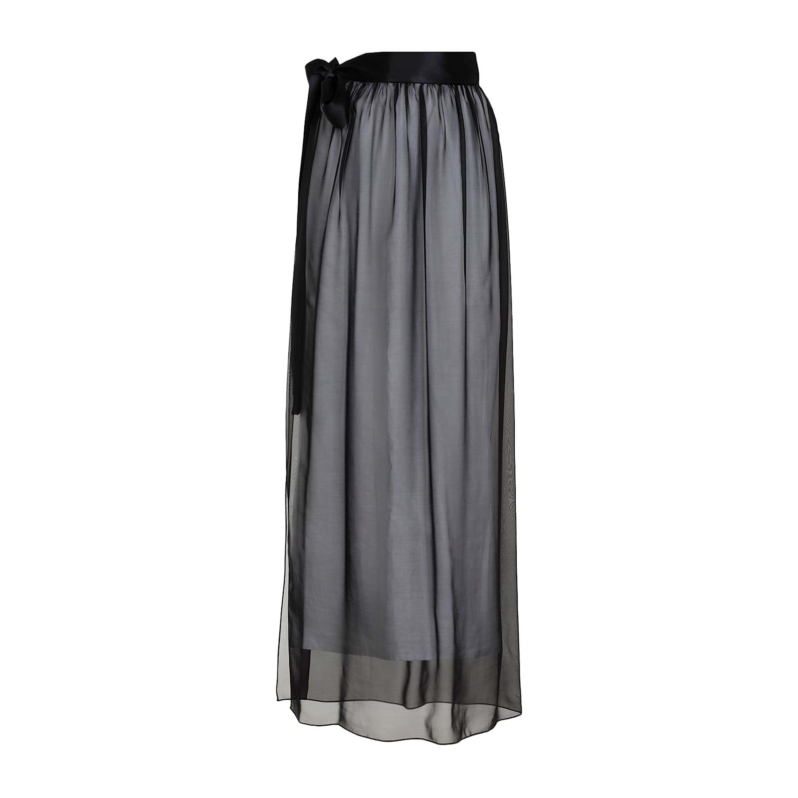 Shop Dolce & Gabbana Silk Long Skirt In Nero