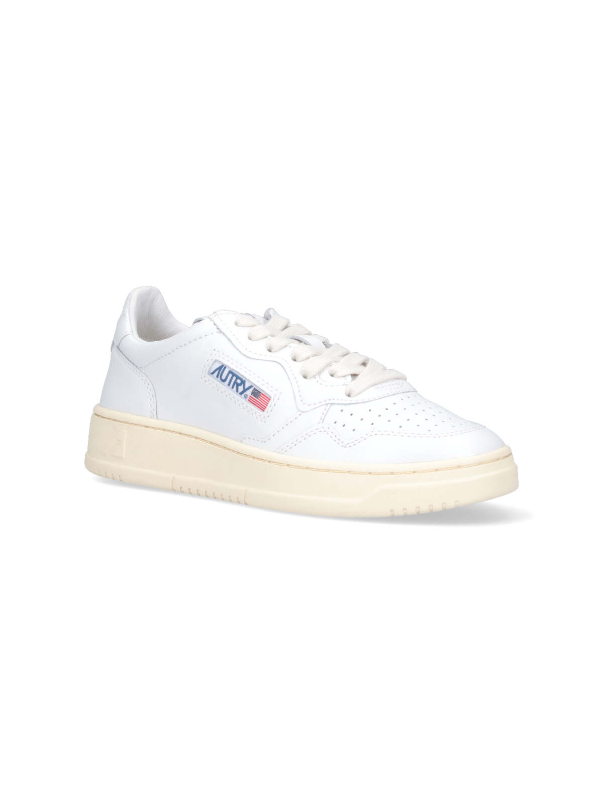 Autry Low Medalist Sneakers In White Leather E Powder E Suede Beige In Multi