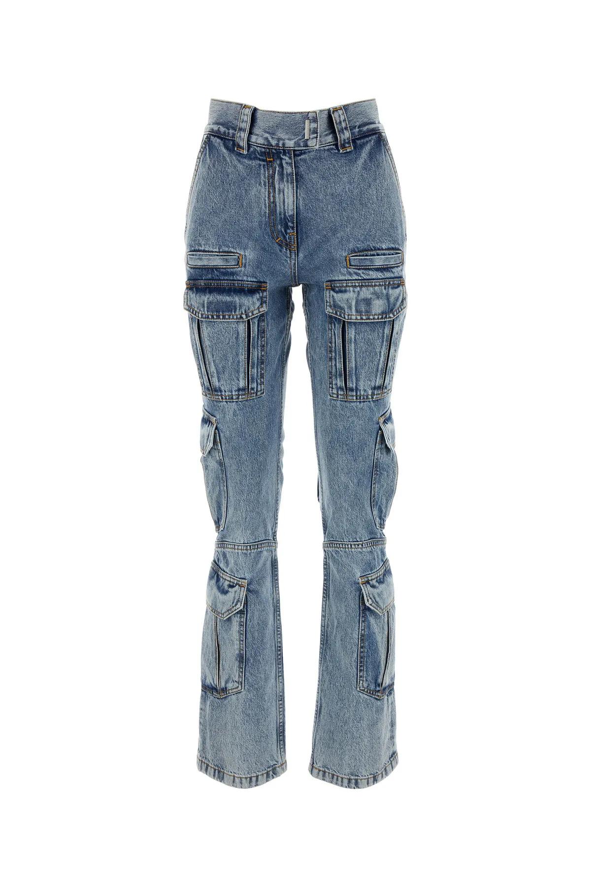 Shop Givenchy Denim Cargo Jeans In Denim Blue