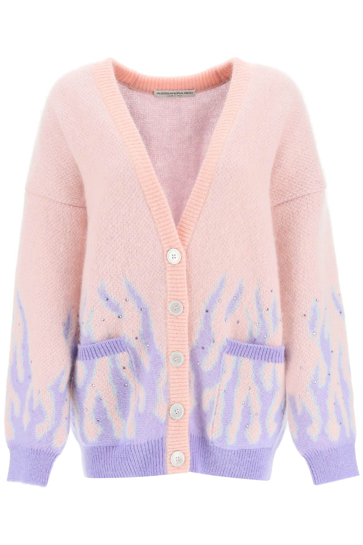 ALESSANDRA RICH MOHAIR-BLEND FLAME CARDIGAN