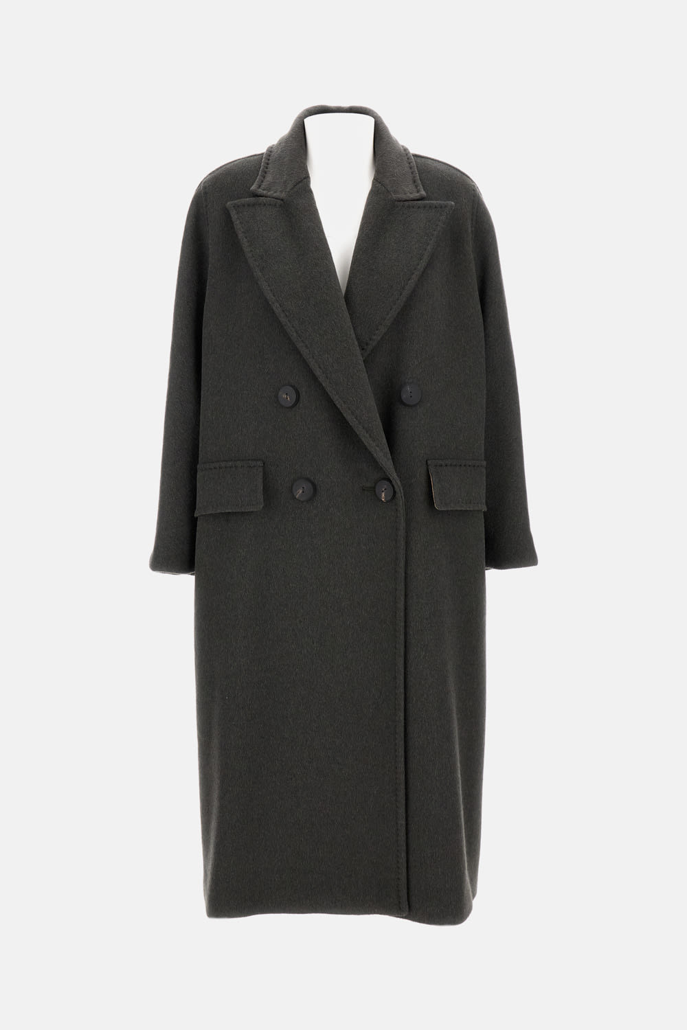 Max Mara Oversized Wool Cashmere Coat With Lapel Collar In Gray