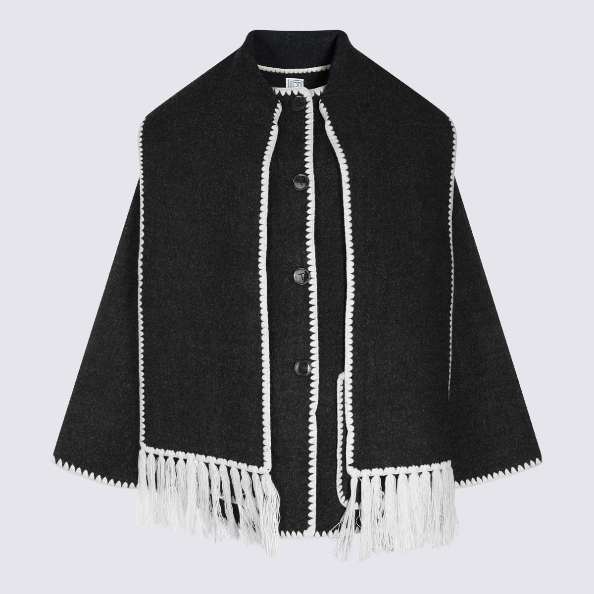 Totême Black Wool Coat In Gray