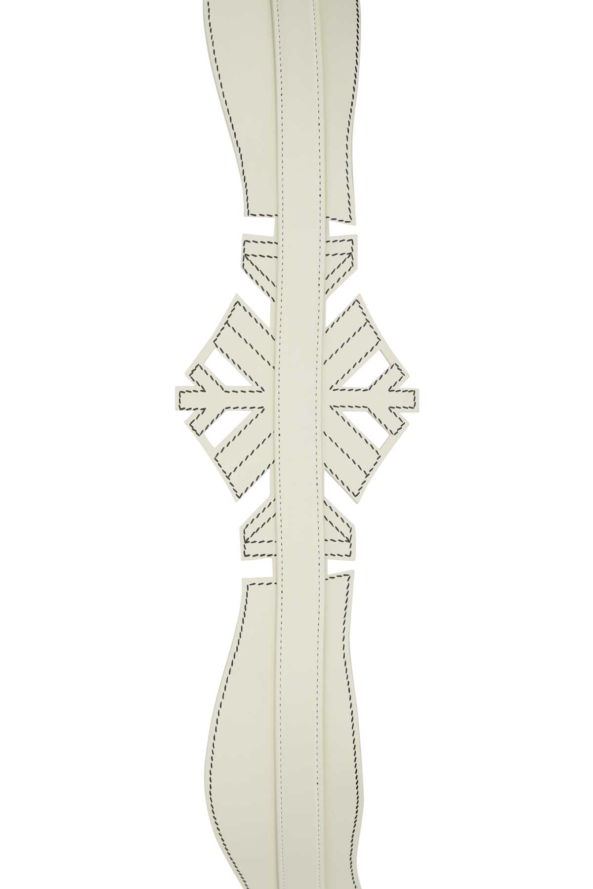 Alexander Mcqueen Ivory Leather Cut Out Belt In 9210