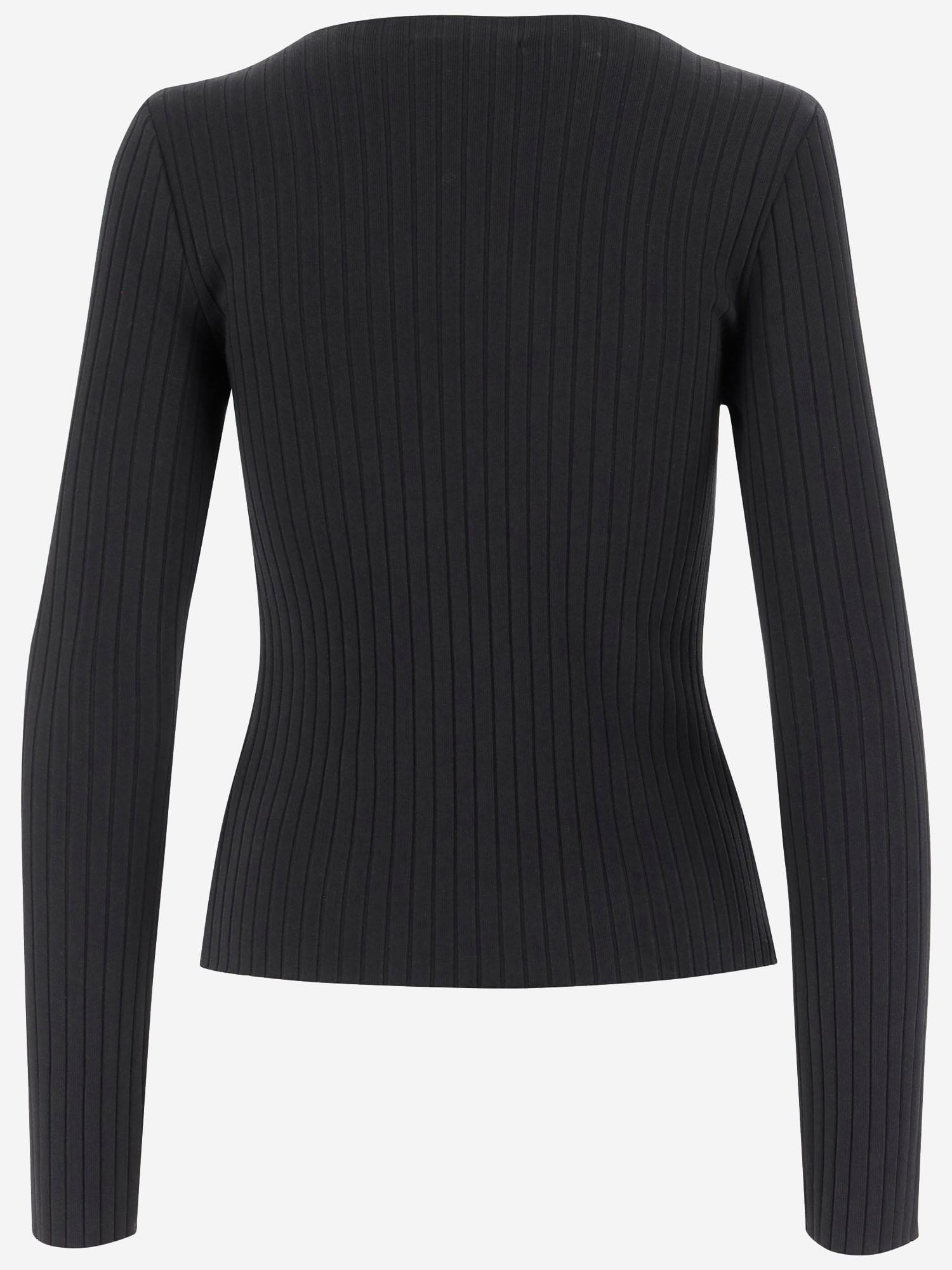 Vince Ribbed Long-sleeve High-neck Top In Black