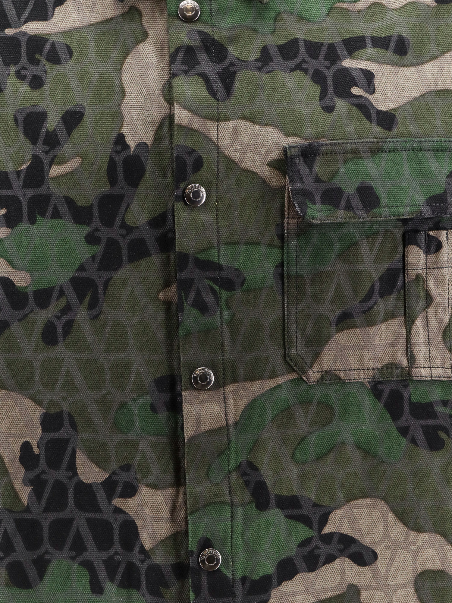 Valentino Men Cotton Jacket With Camouflage Motif In Green