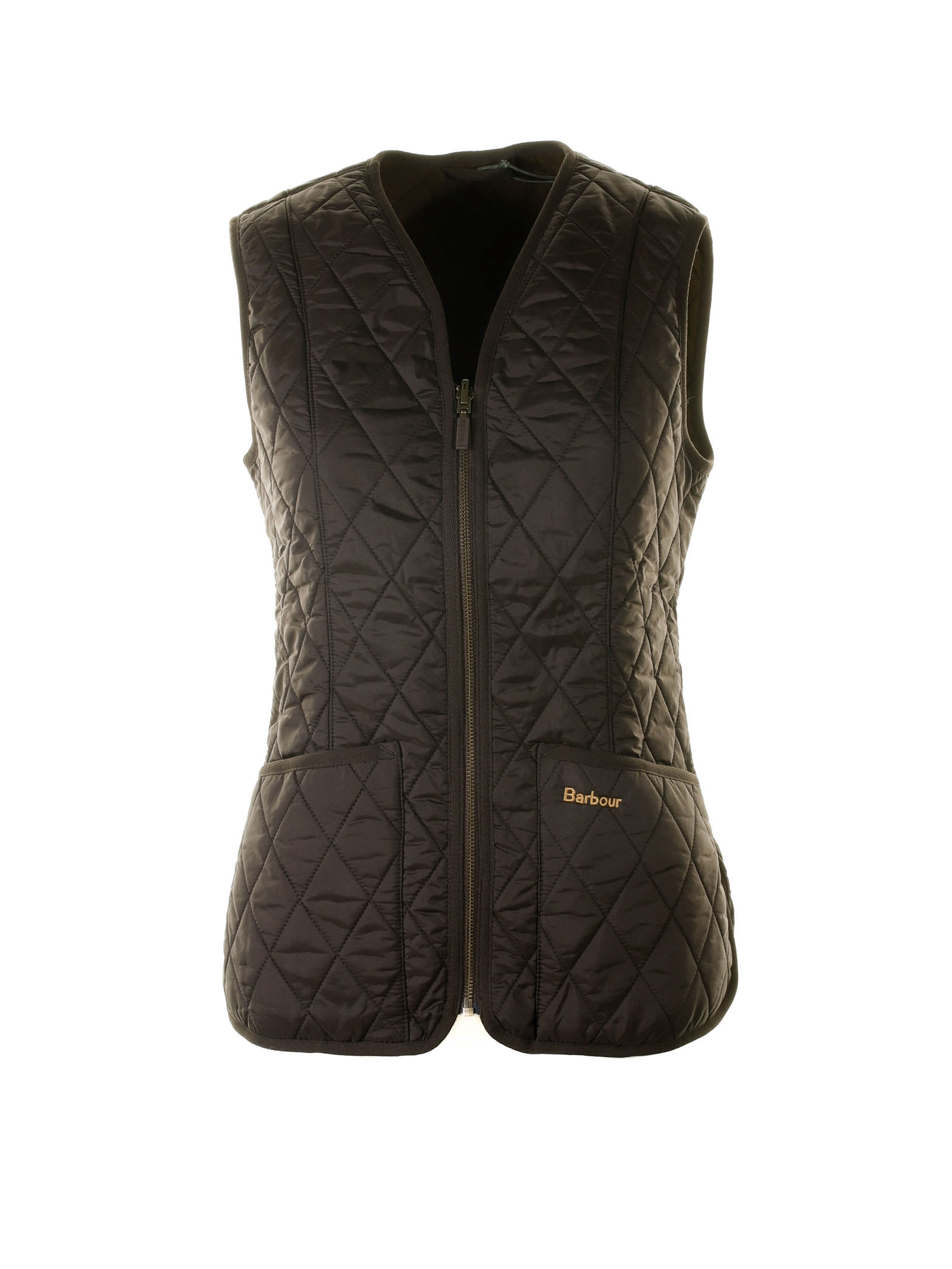 Barbour Padded And Quilted Vest With Logo In Brown