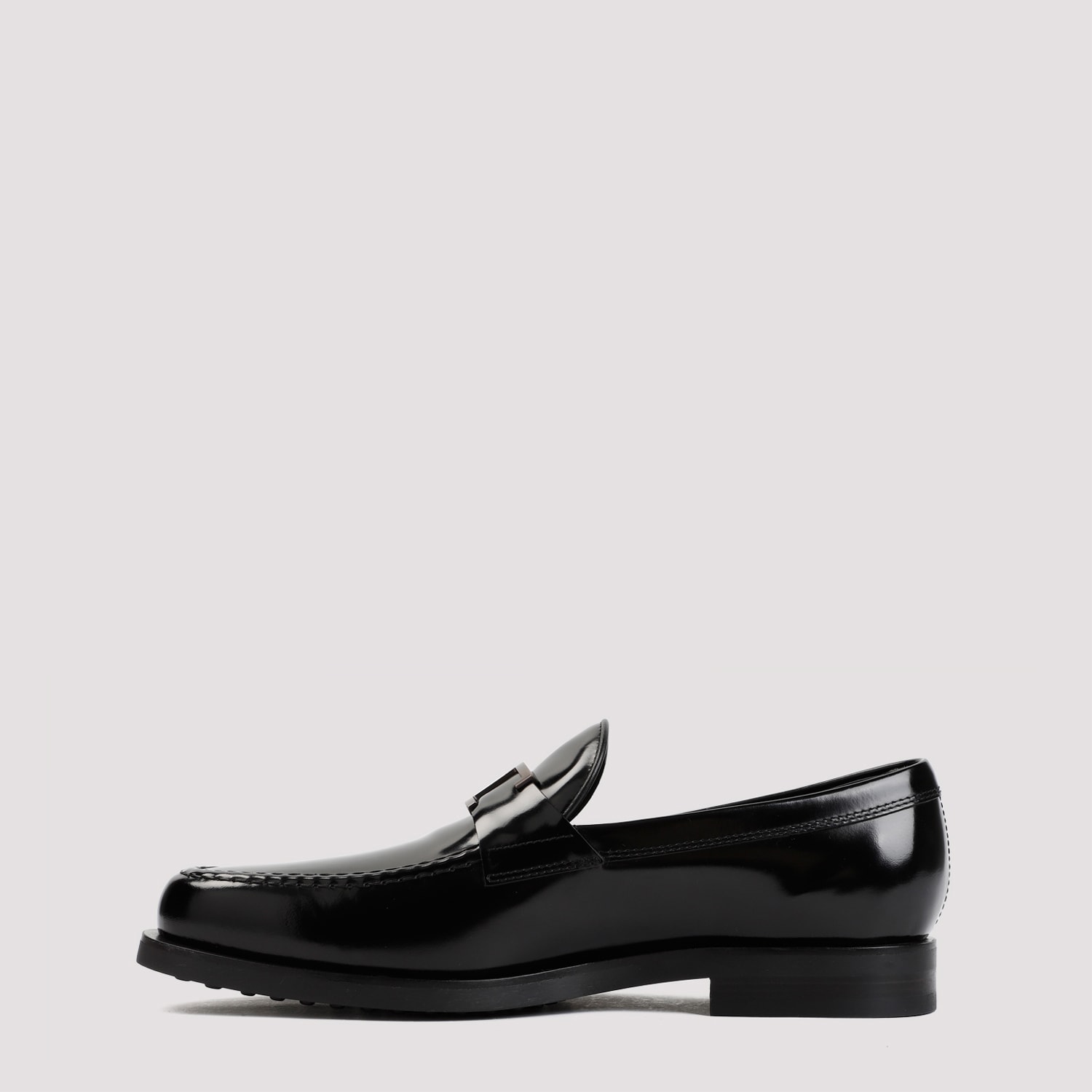 Shop Tod's Brushed Leather Loafers In Nero