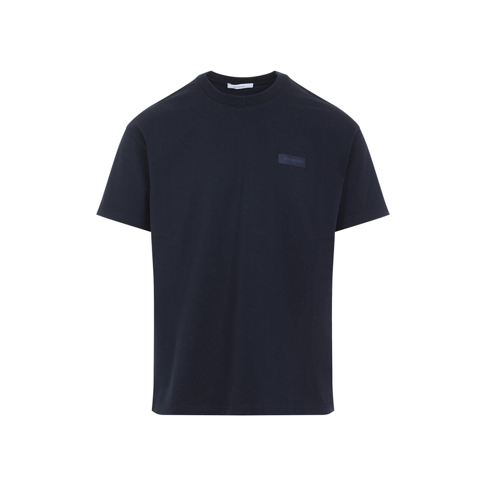 Givenchy Black Crewneck T-shirt With Logo Patch On The Front In Cotton Man
