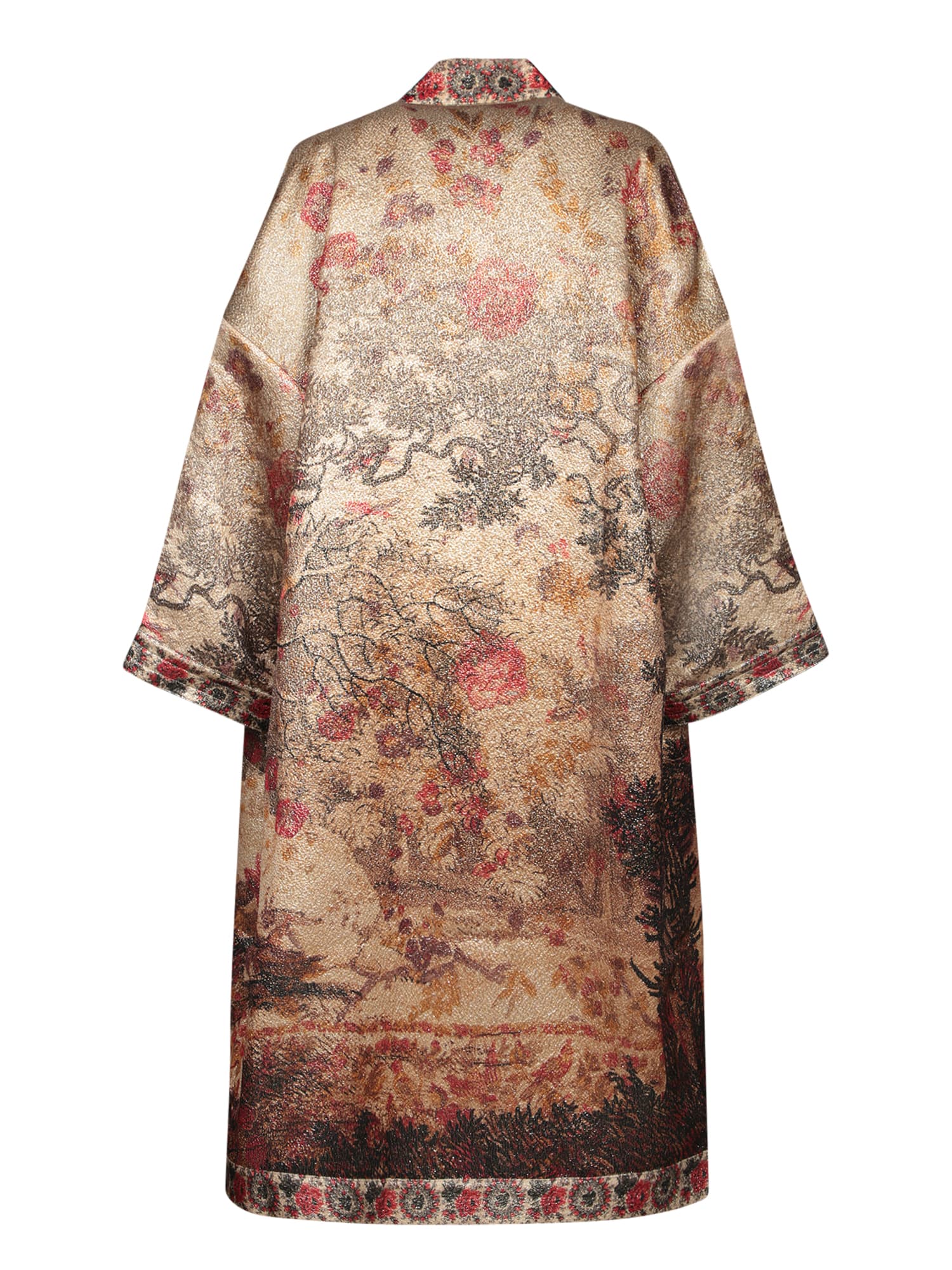 Shop Pierre-louis Mascia Beige-red Damask Kimono