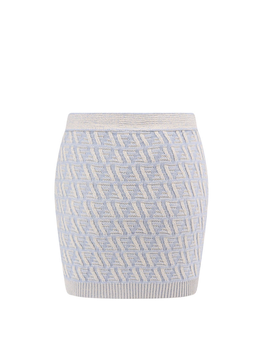 Fendi Wool And Cashmere Mini Skirt Skirts Light Blue In Blue