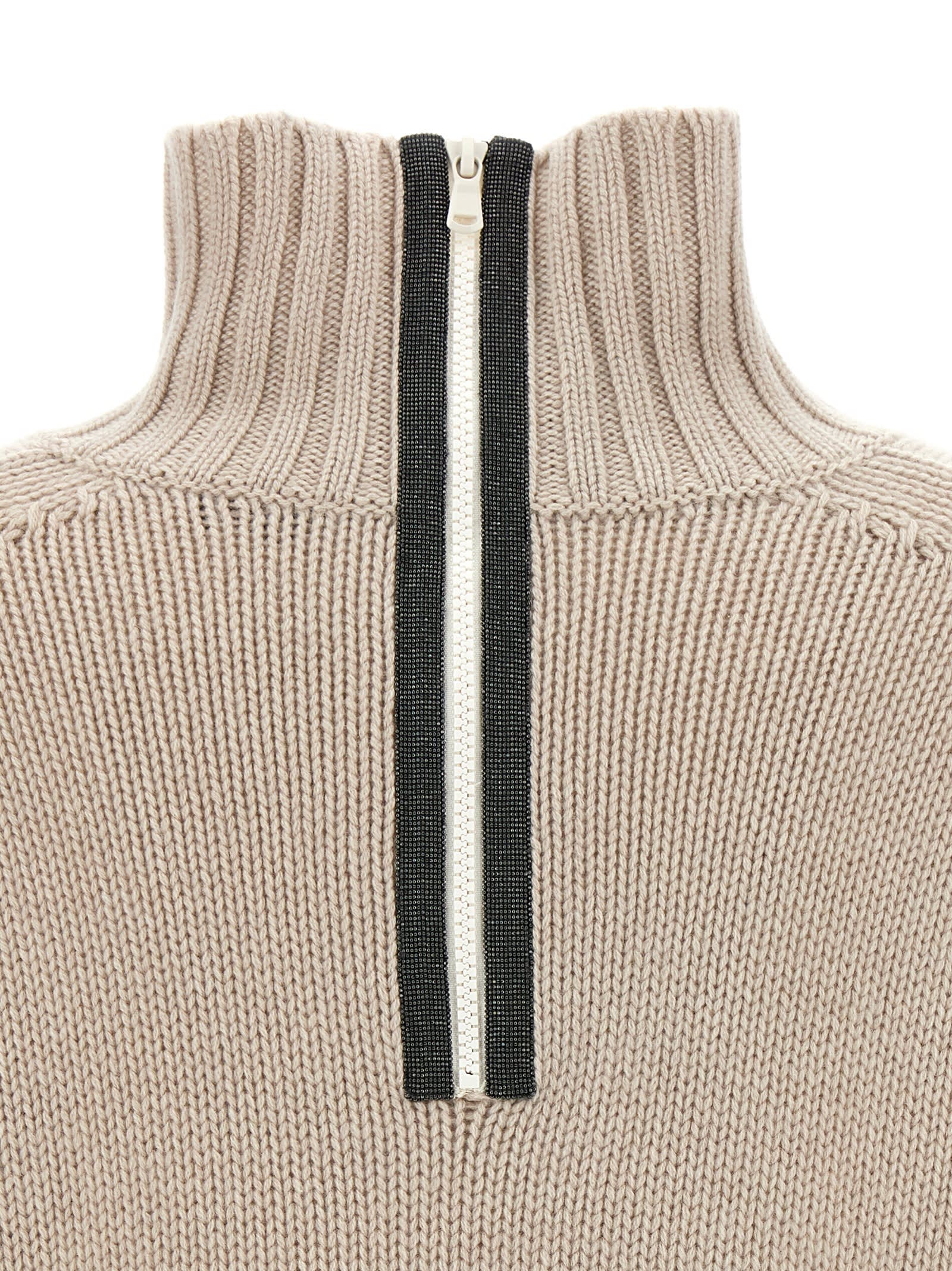 Shop Brunello Cucinelli Monile Half Zip Sweater In Beige