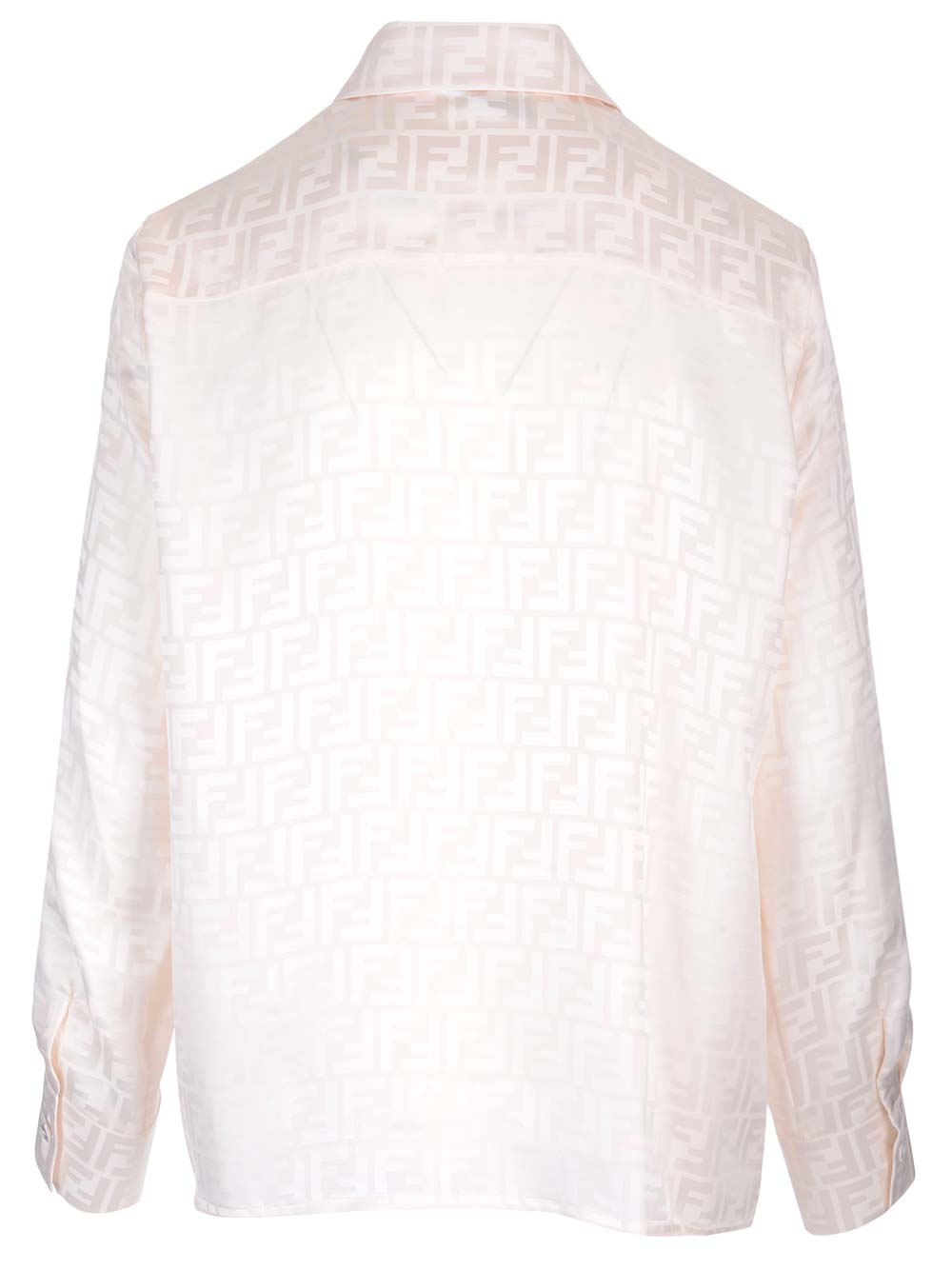 Fendi White Ff Silk Shirt In Beige