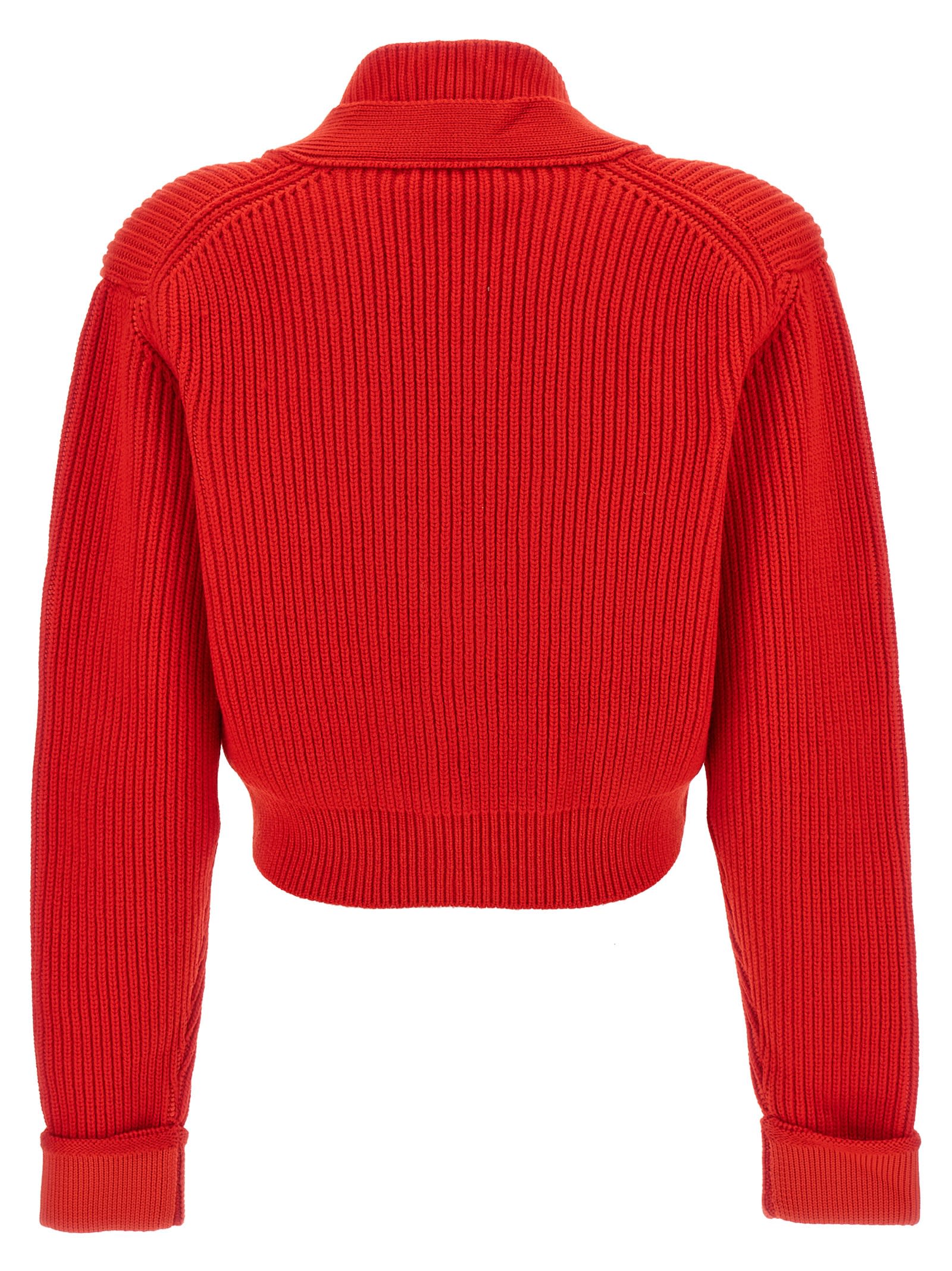 Shop Victoria Beckham Cropped Cardigan In Red