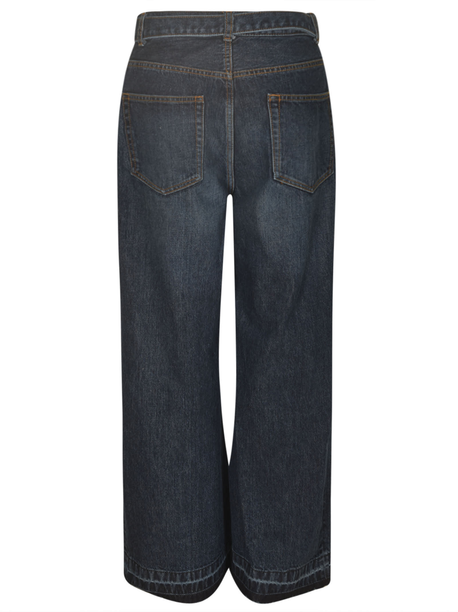 Shop Sacai Straight Buttoned Jeans In Blue