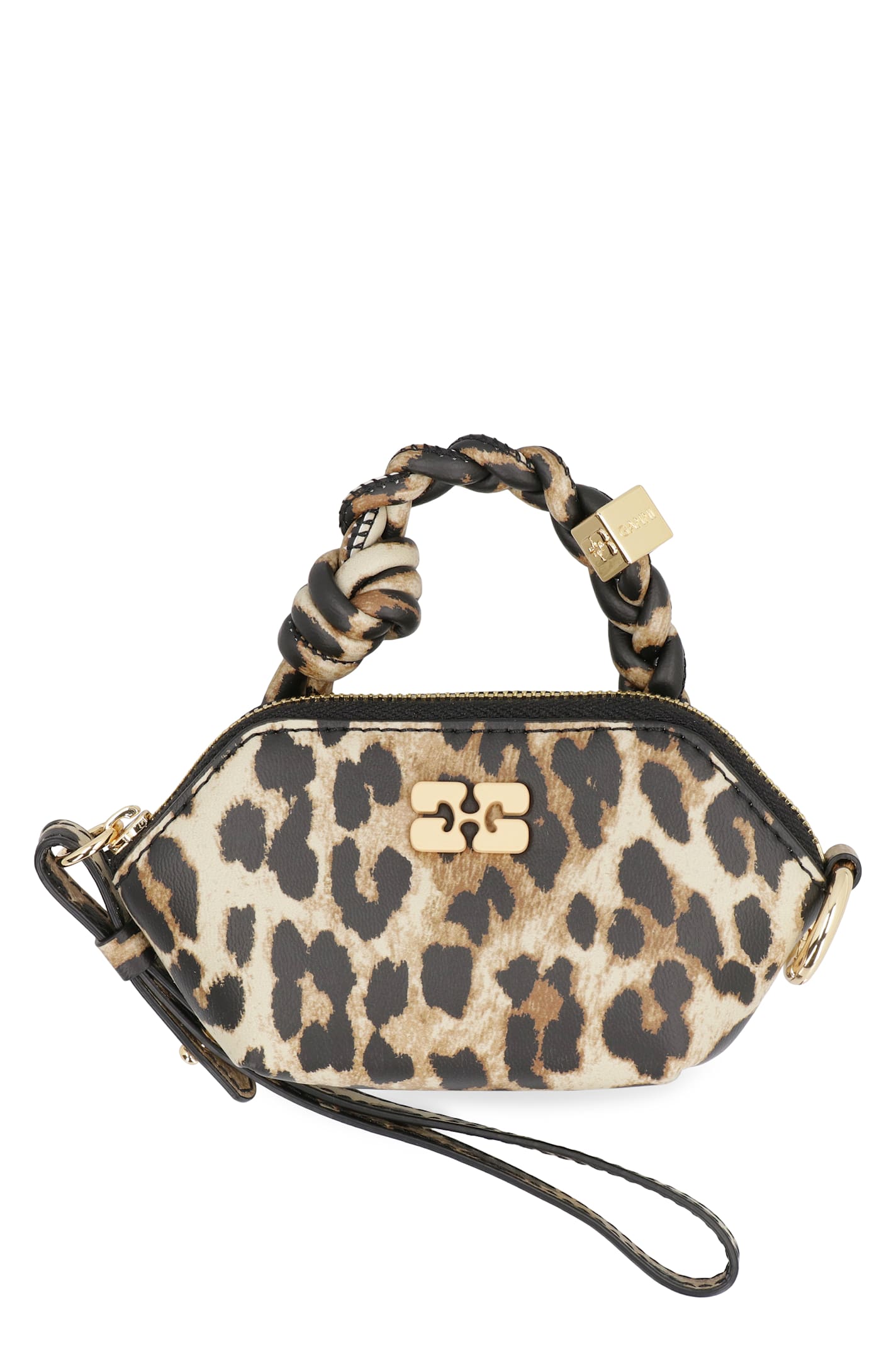 Ganni Bou Mini Keychain Bag In White