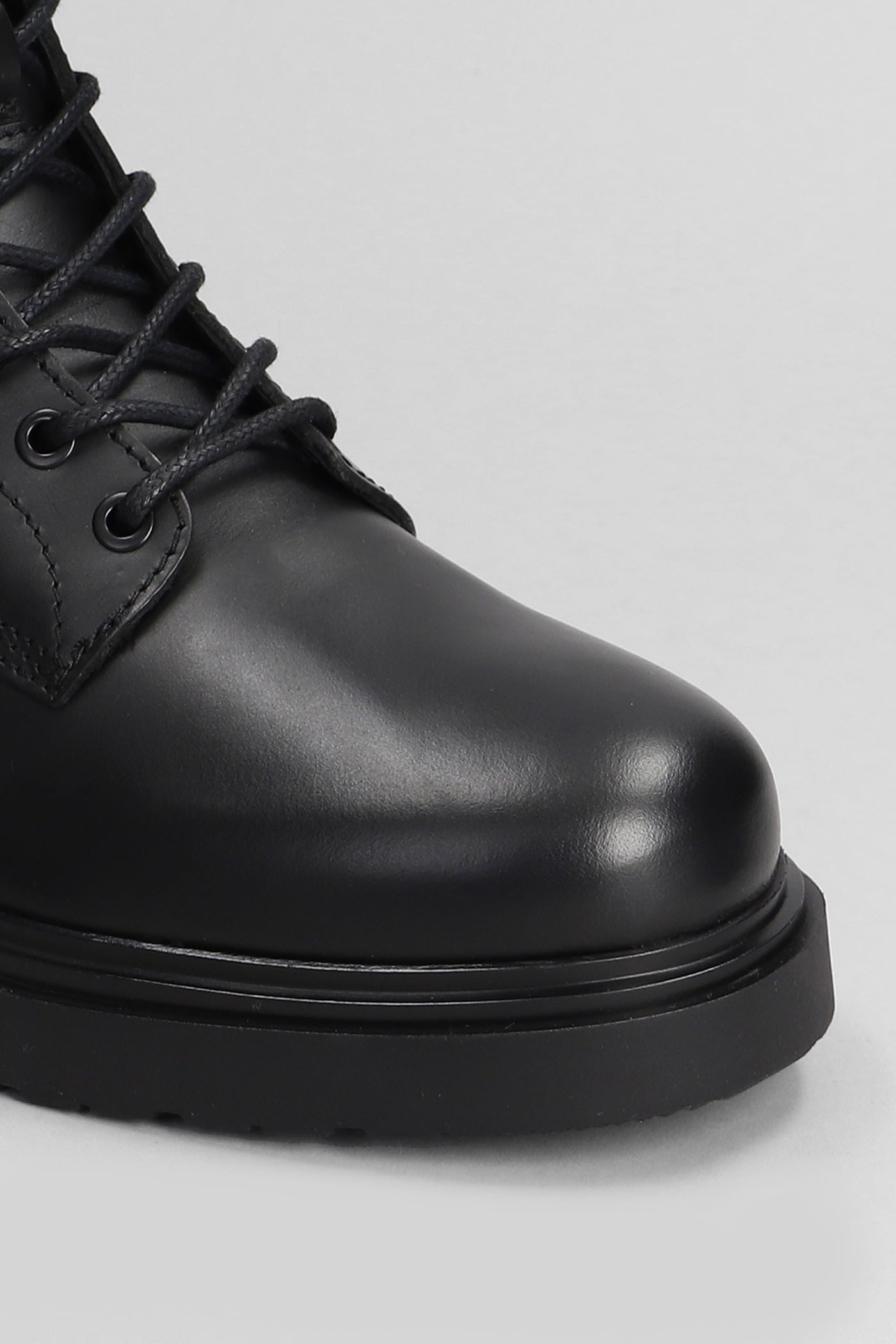 Shop Calvin Klein Combat Boots In Black Leather