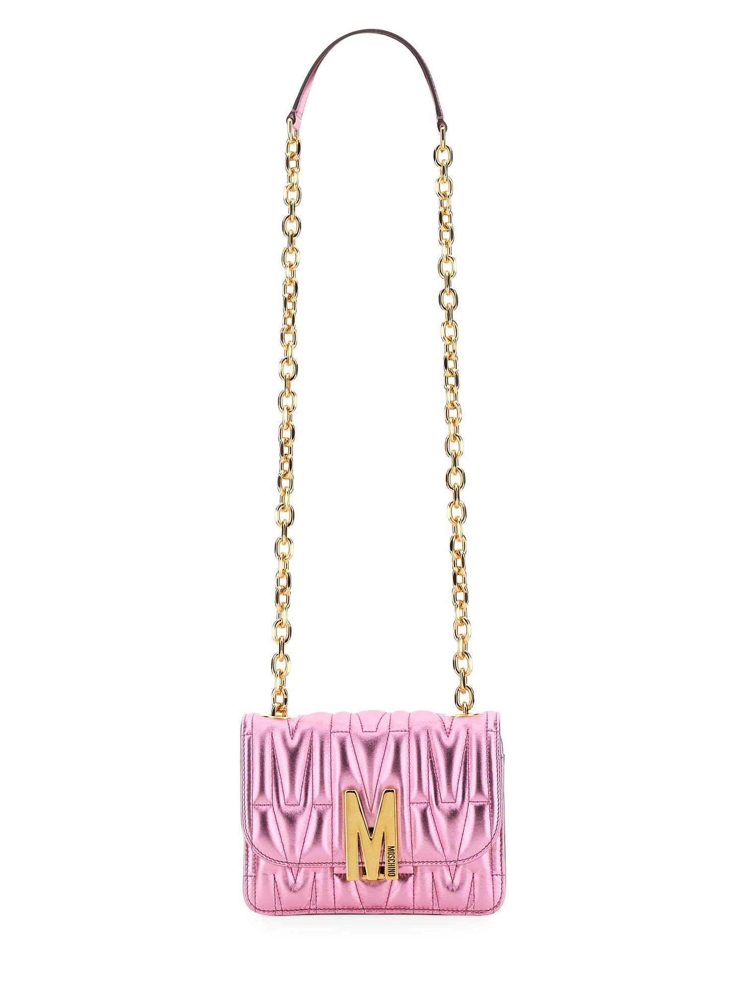 MOSCHINO QUILTED LEATHER SHOULDER BAG