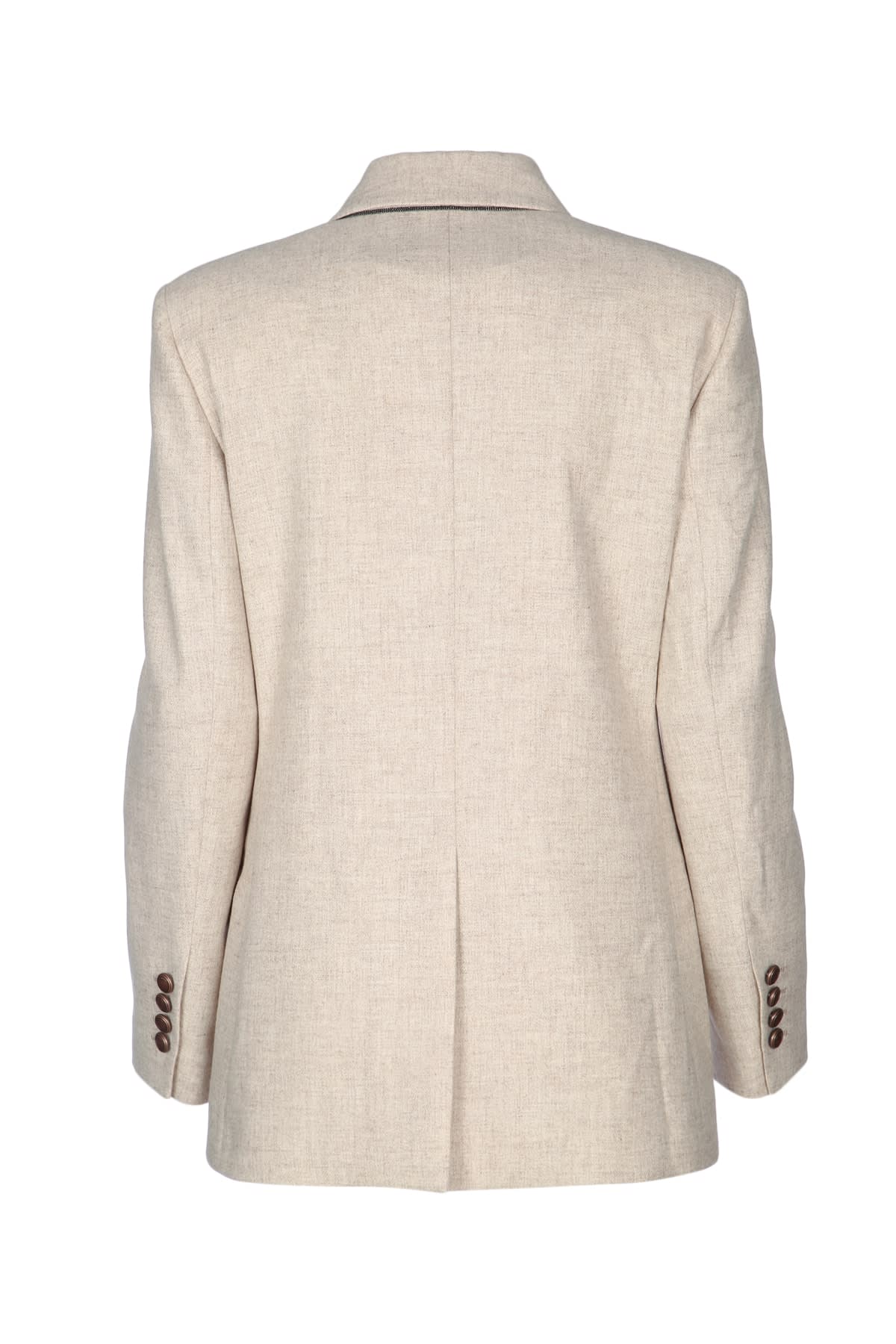 Brunello Cucinelli Beige Double-breasted Jacket In Wool And Cashmere In Brown