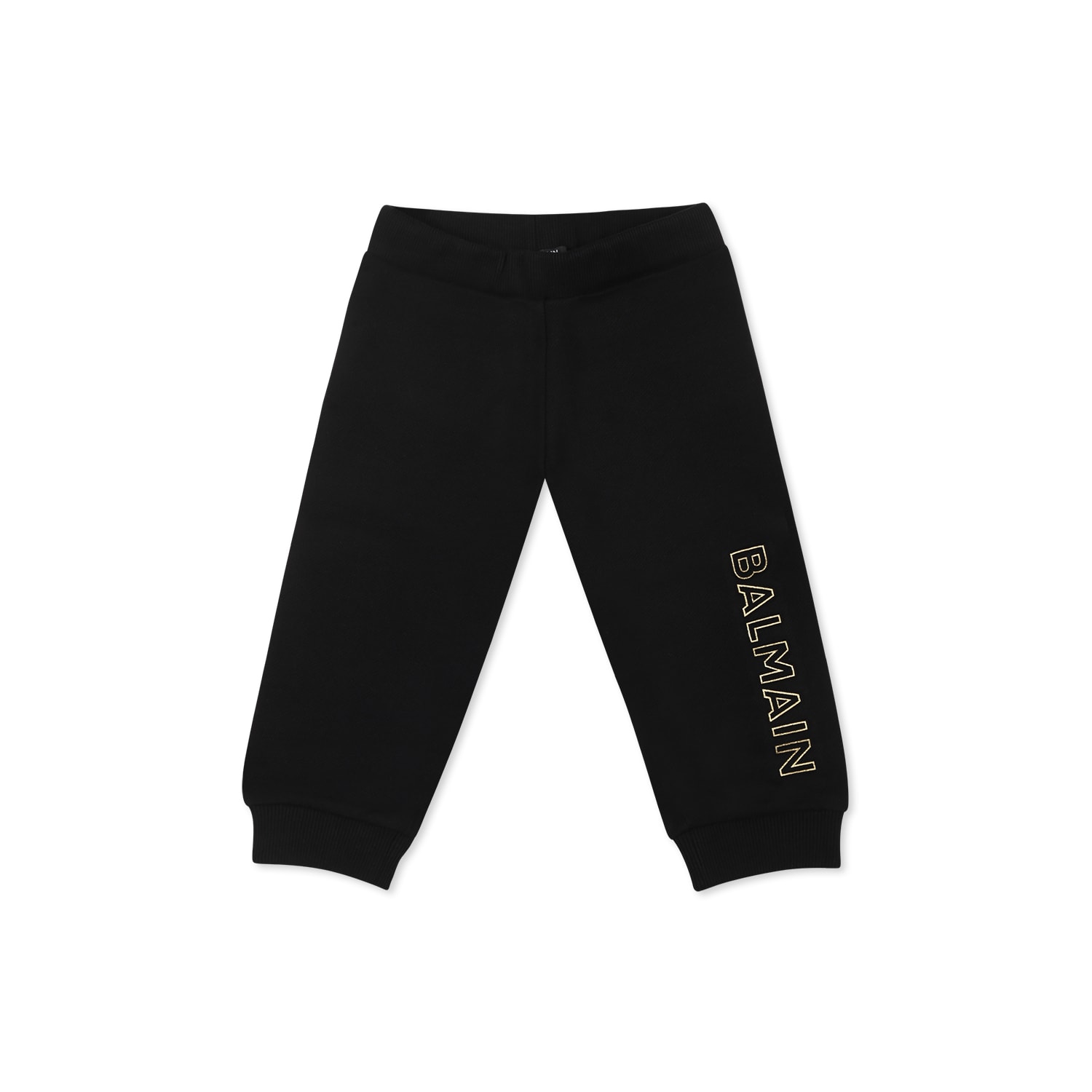 Balmain Black Trousers For Babykids With Logo In Black