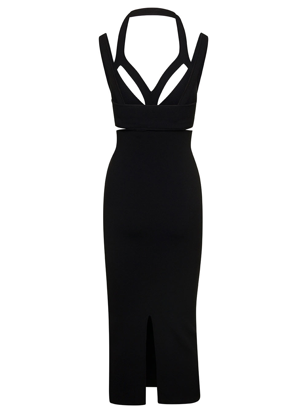 Shop Dion Lee Interlink Midi Black Dress With Cut-out Detail In Viscose Blend Woman