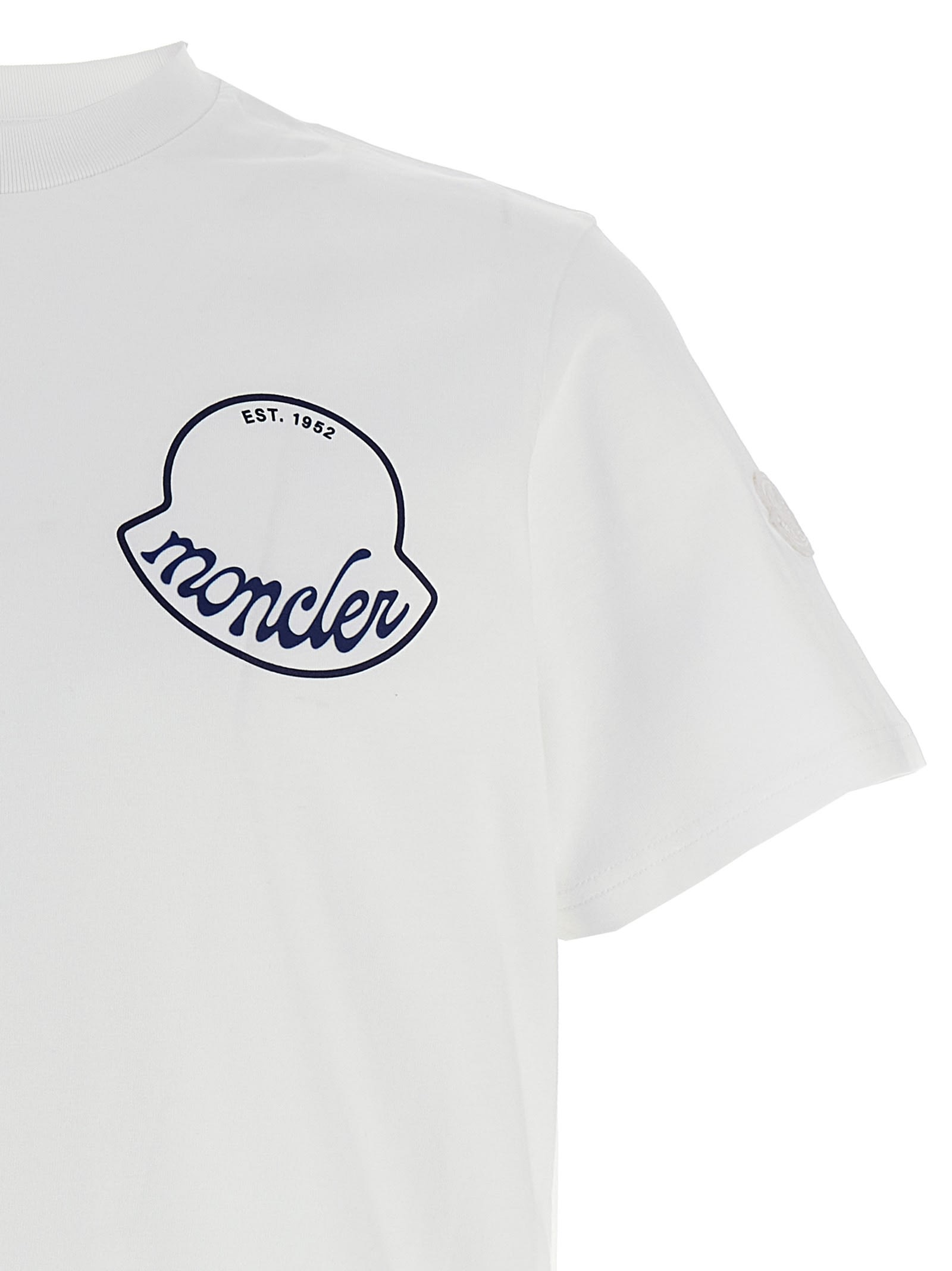 Moncler Men Logo Cotton T-shirt White In White