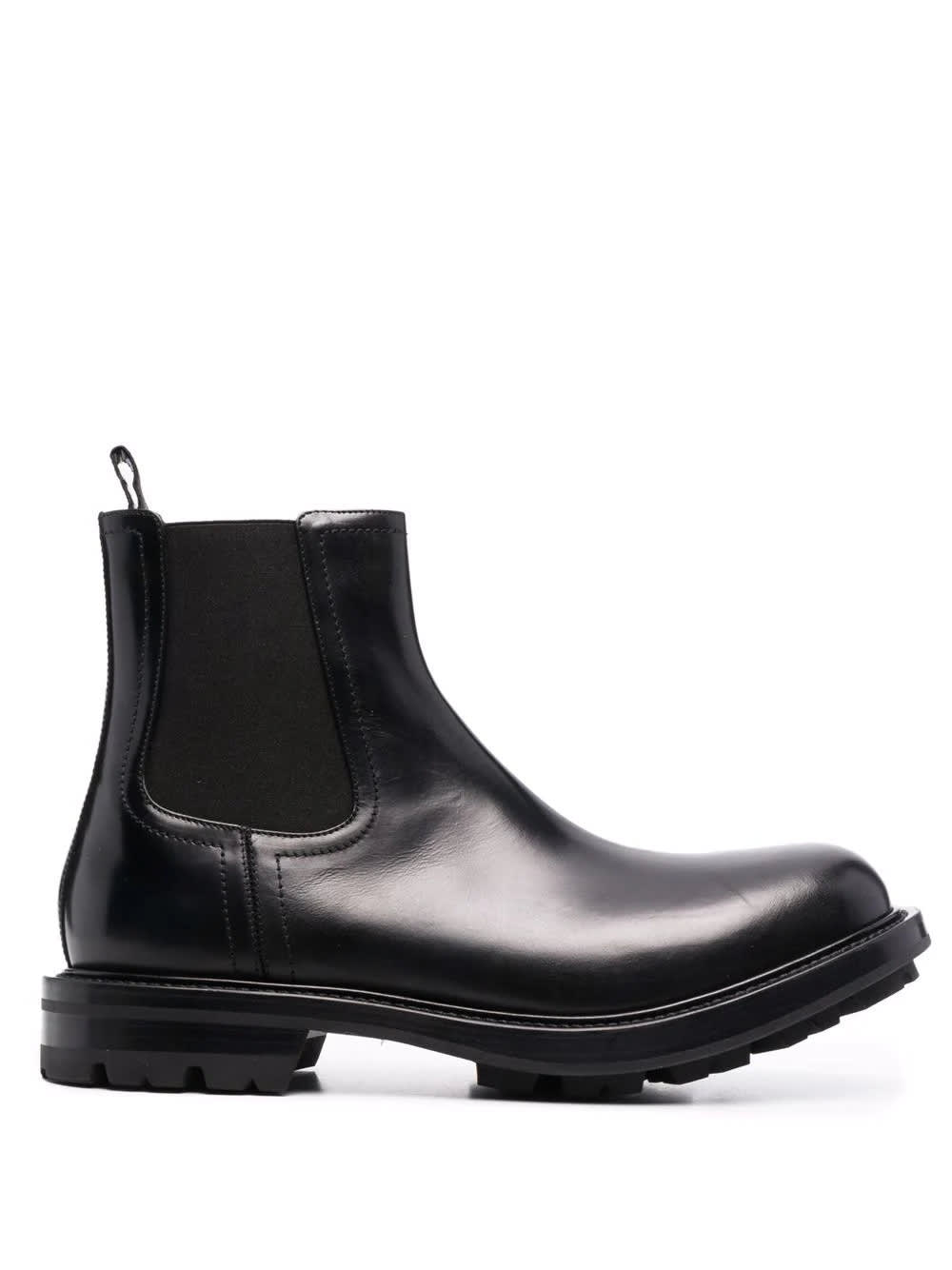 Alexander McQueen Chelsea Ankle Boot In Black Brushed Leather