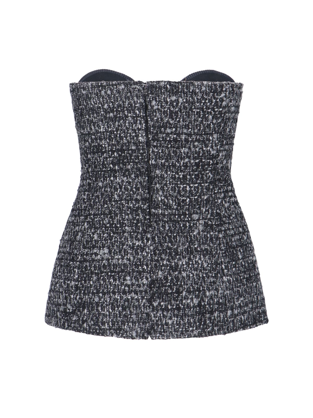 Diesel Fitted Strapless Top With Textured Boucle In Black