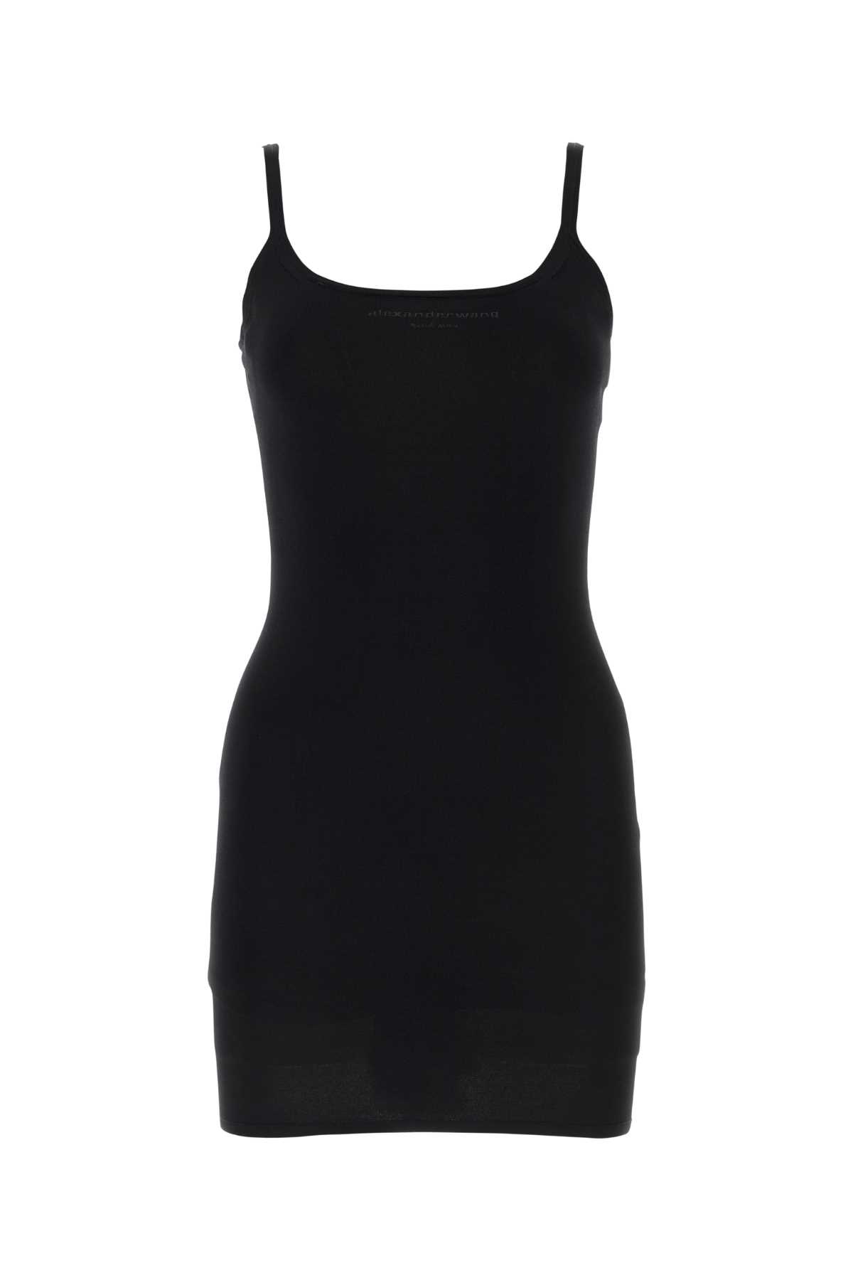 Black Stretch Viscose Blend Mini Dress