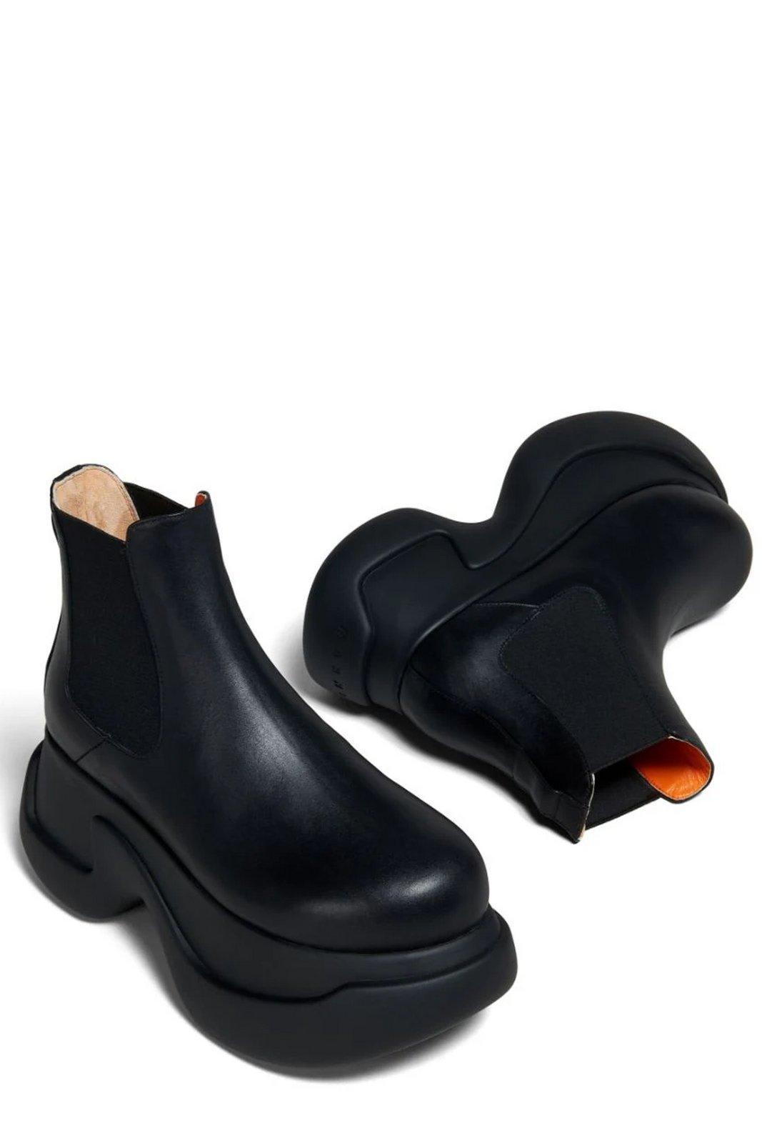 Shop Marni Round-toe Slip-on Ankle Boots In Nero