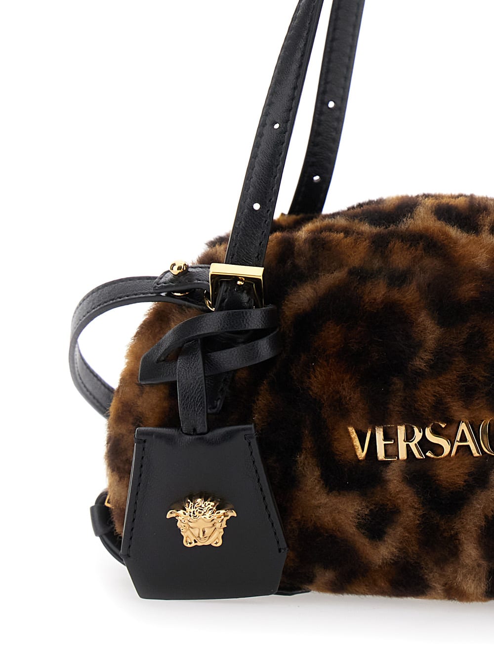 Versace Leopard Print Mini Shoulder Bag In Animal Print