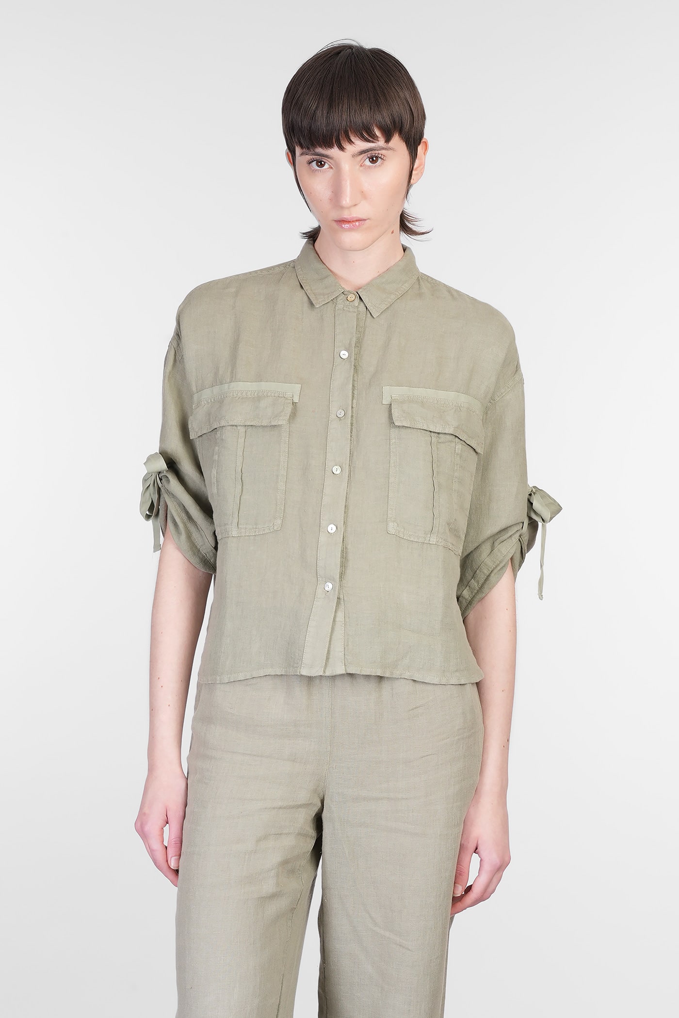 120% LINO SHIRT IN GREEN LINEN
