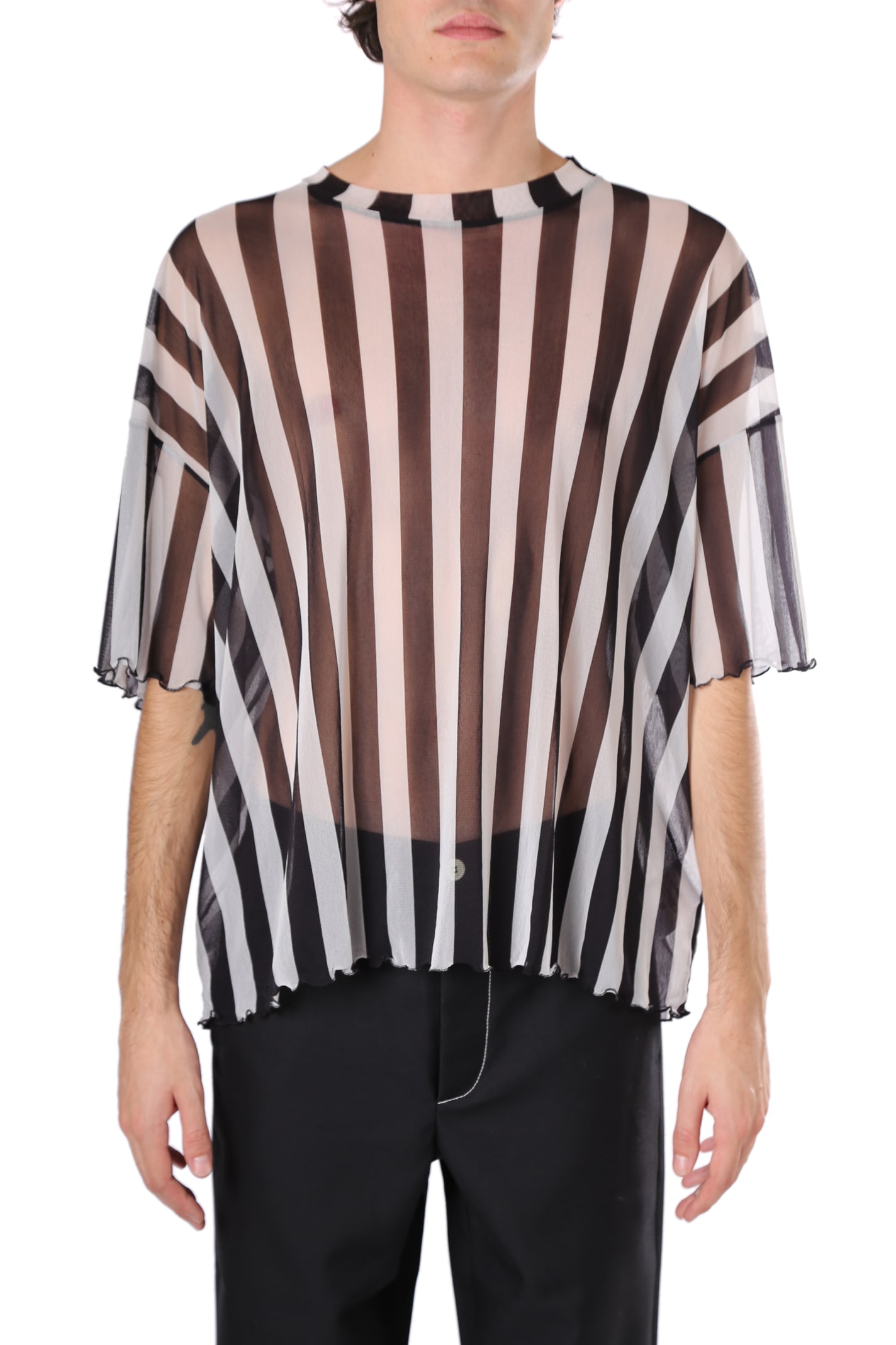 Sunnei Oversized Striped Pattern T-shirt